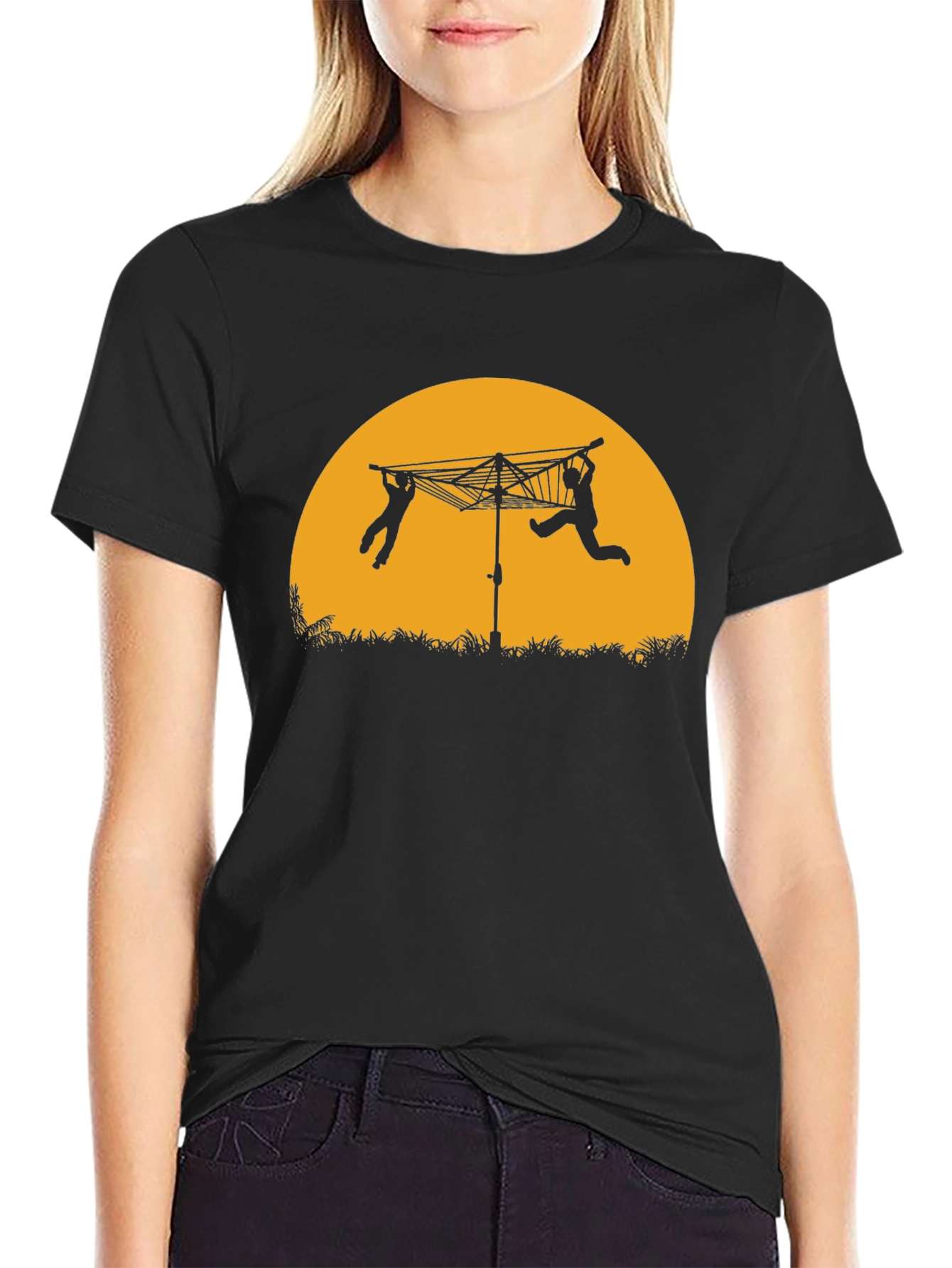 Silhouette Clothesline T-Shirt - Black Cotton Tee