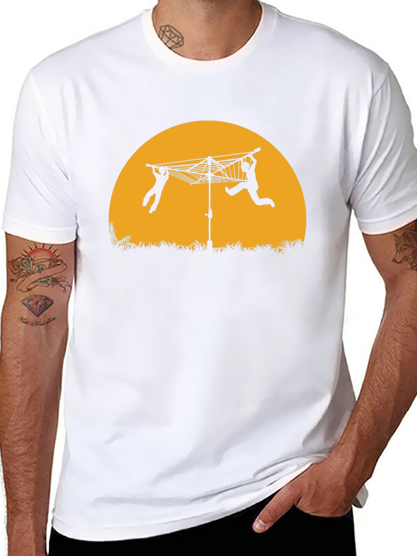 Silhouette Clothesline T-Shirt - Black Cotton Tee