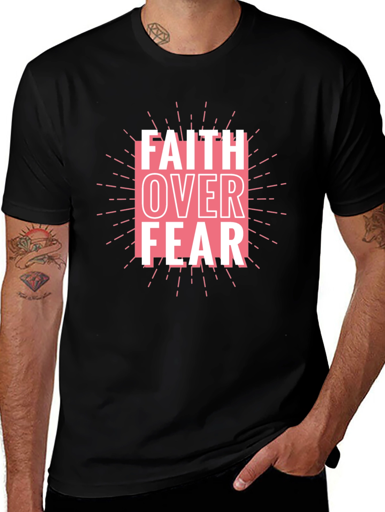 Faith Over Fear Graphic Tee - Black Cotton Blend
