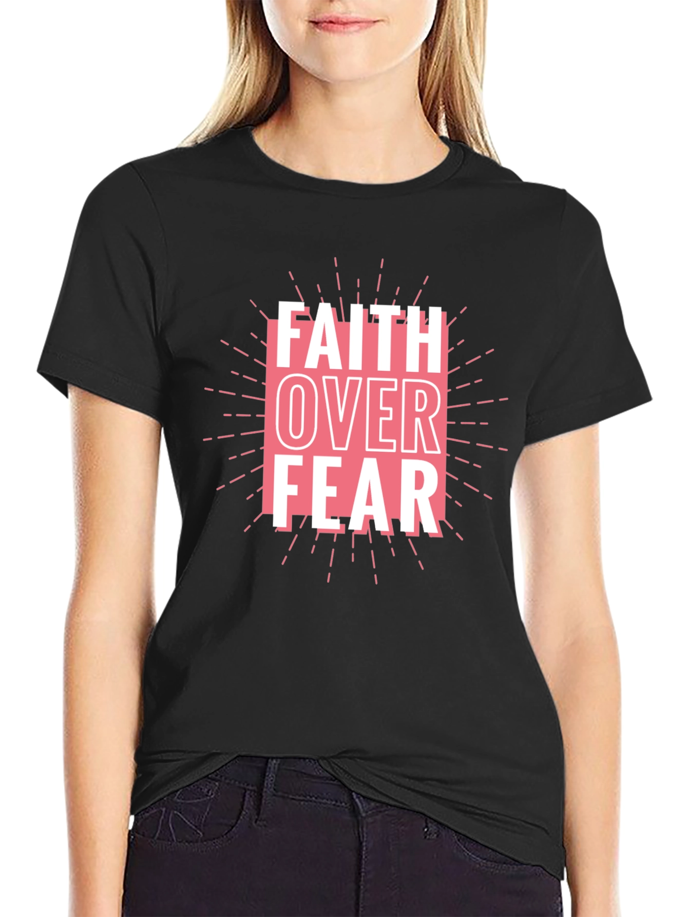 Faith Over Fear Graphic Tee - Black Cotton Blend