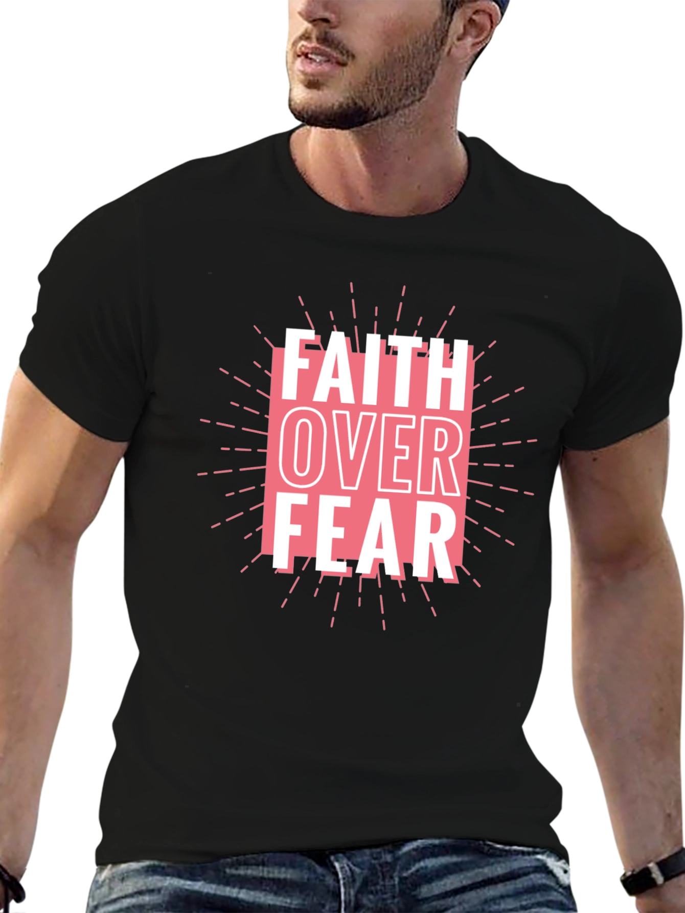 Faith Over Fear Graphic Tee - Black Cotton Blend