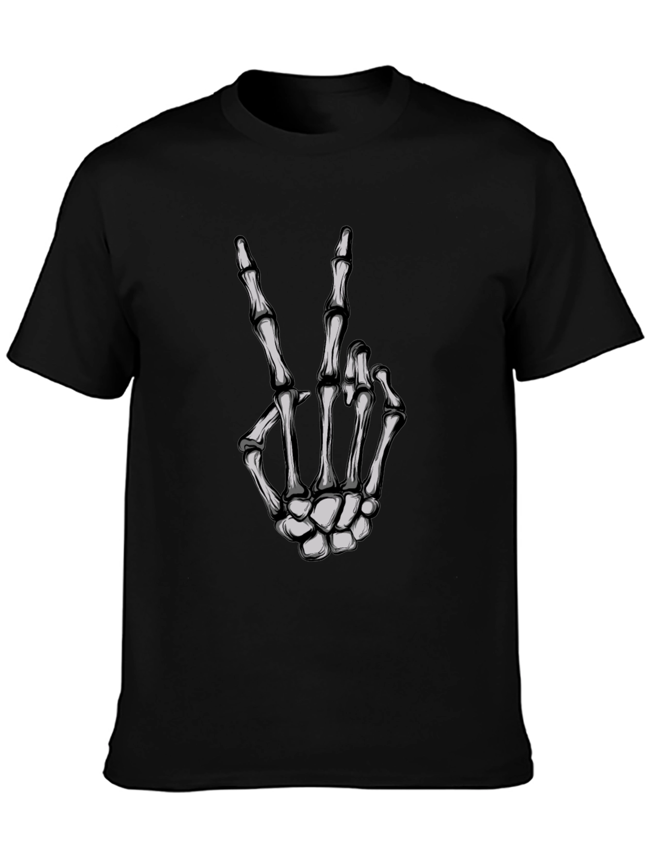 Skeleton Hand Peace Sign Graphic Tee
