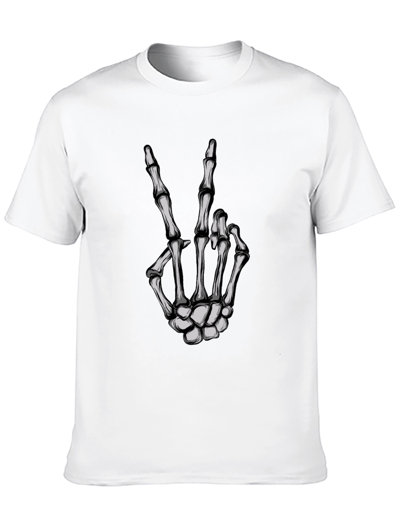 Skeleton Hand Peace Sign Graphic Tee