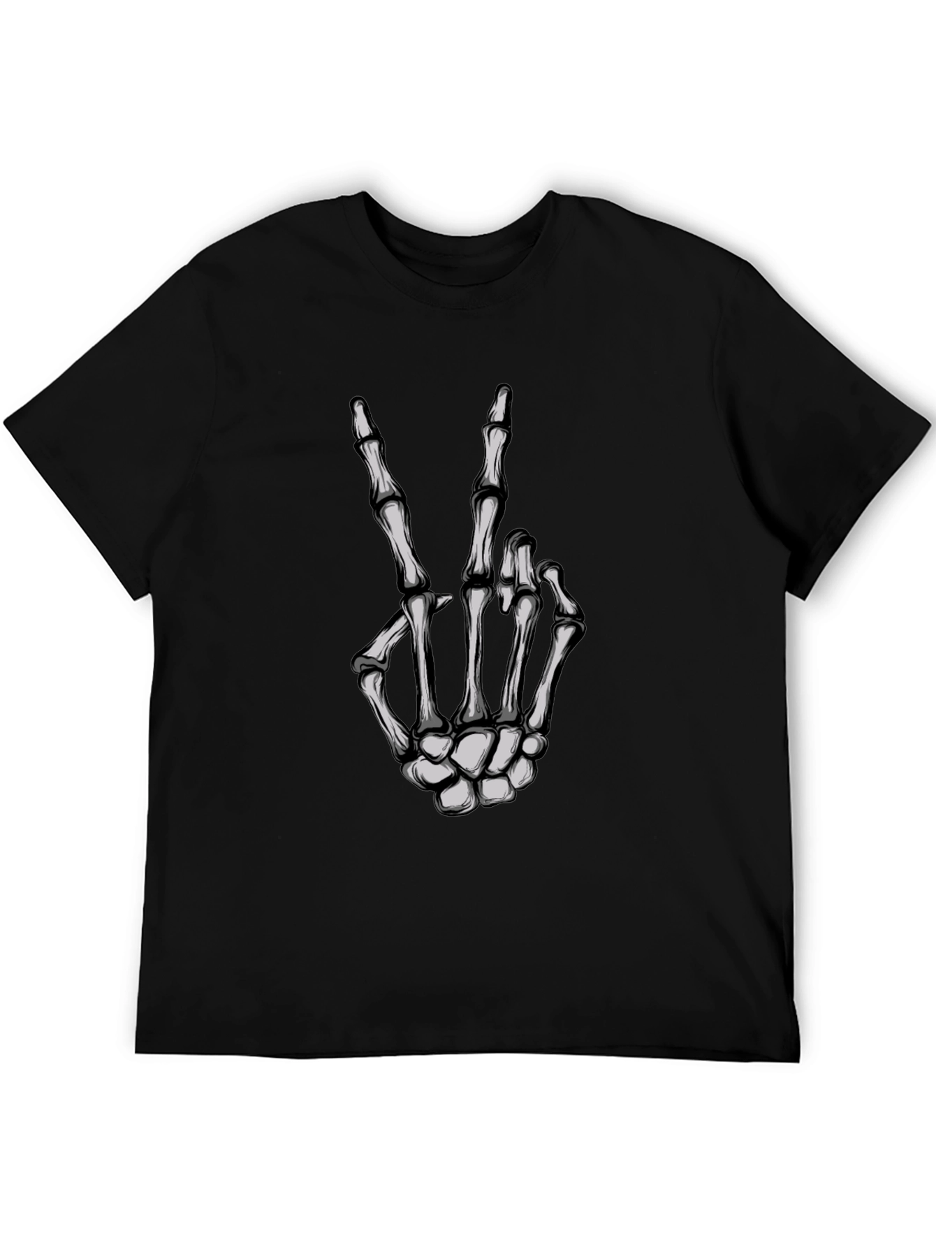 Skeleton Hand Peace Sign Graphic Tee