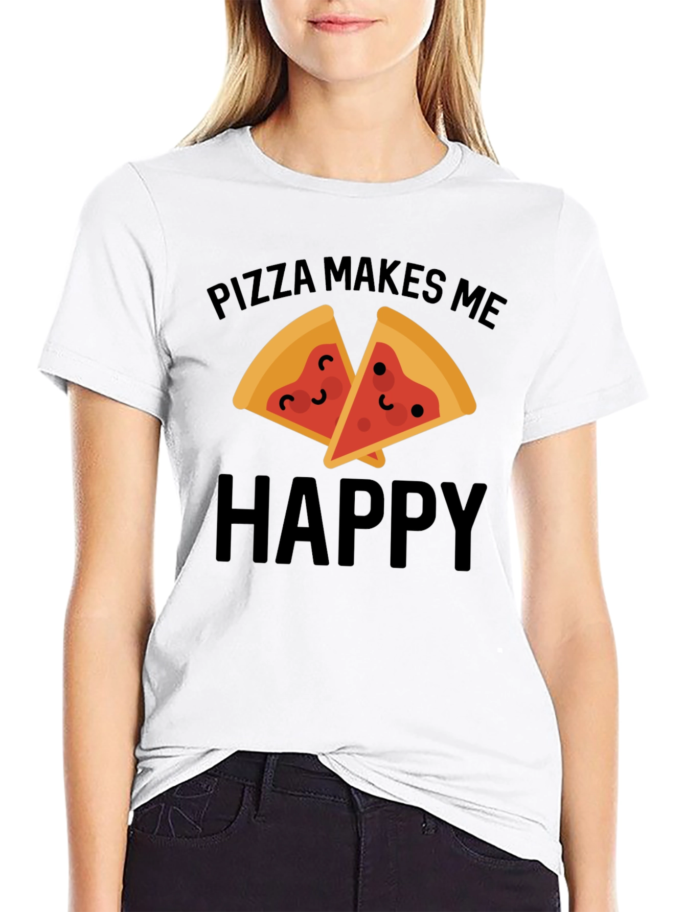 Pizza Makes Me Happy Graphic Tee