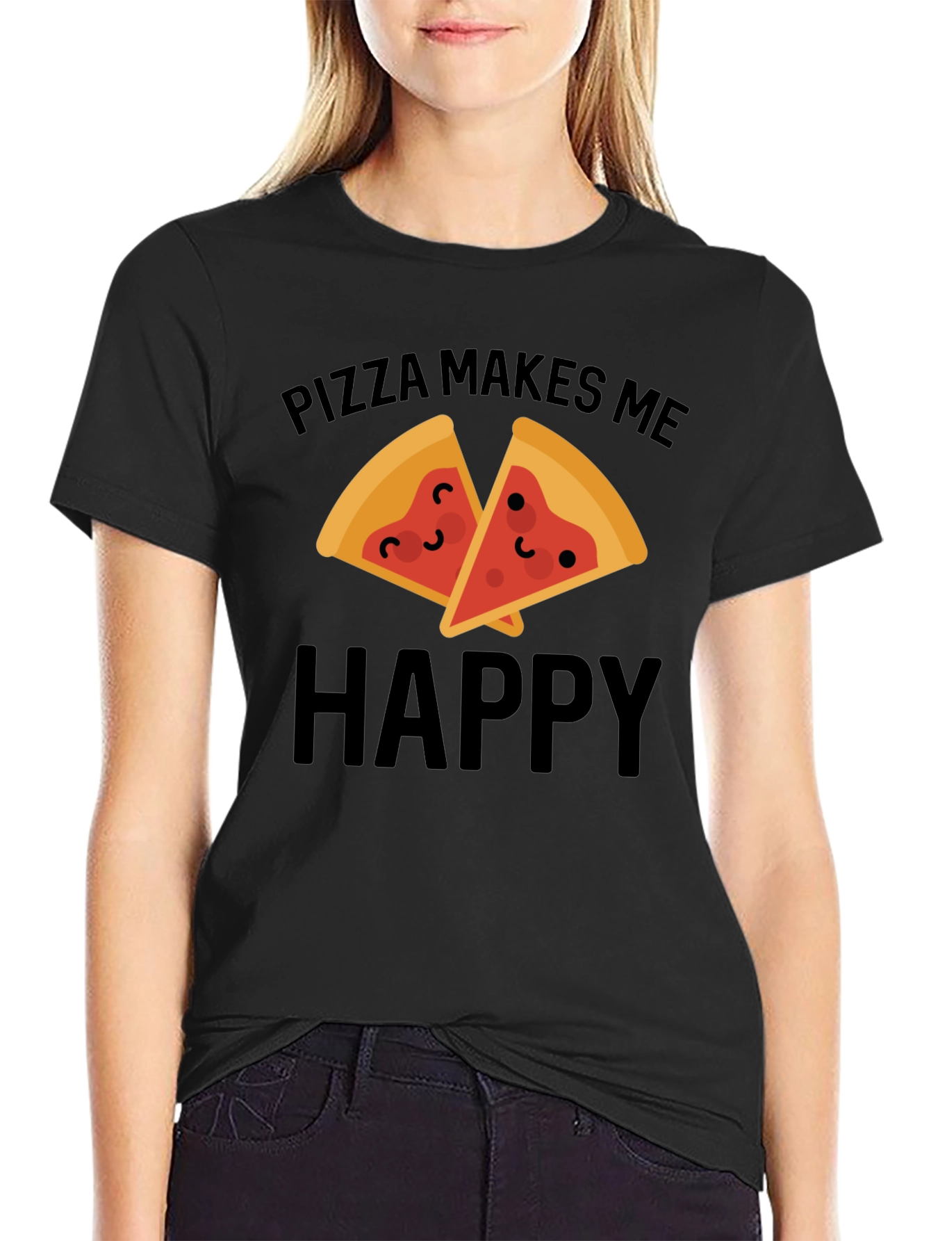 Pizza Makes Me Happy Graphic Tee