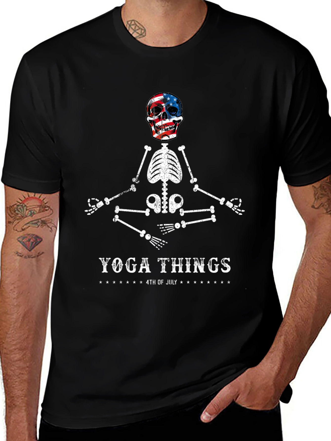 Yoga Things 4th of July Skeleton Graphic Tee