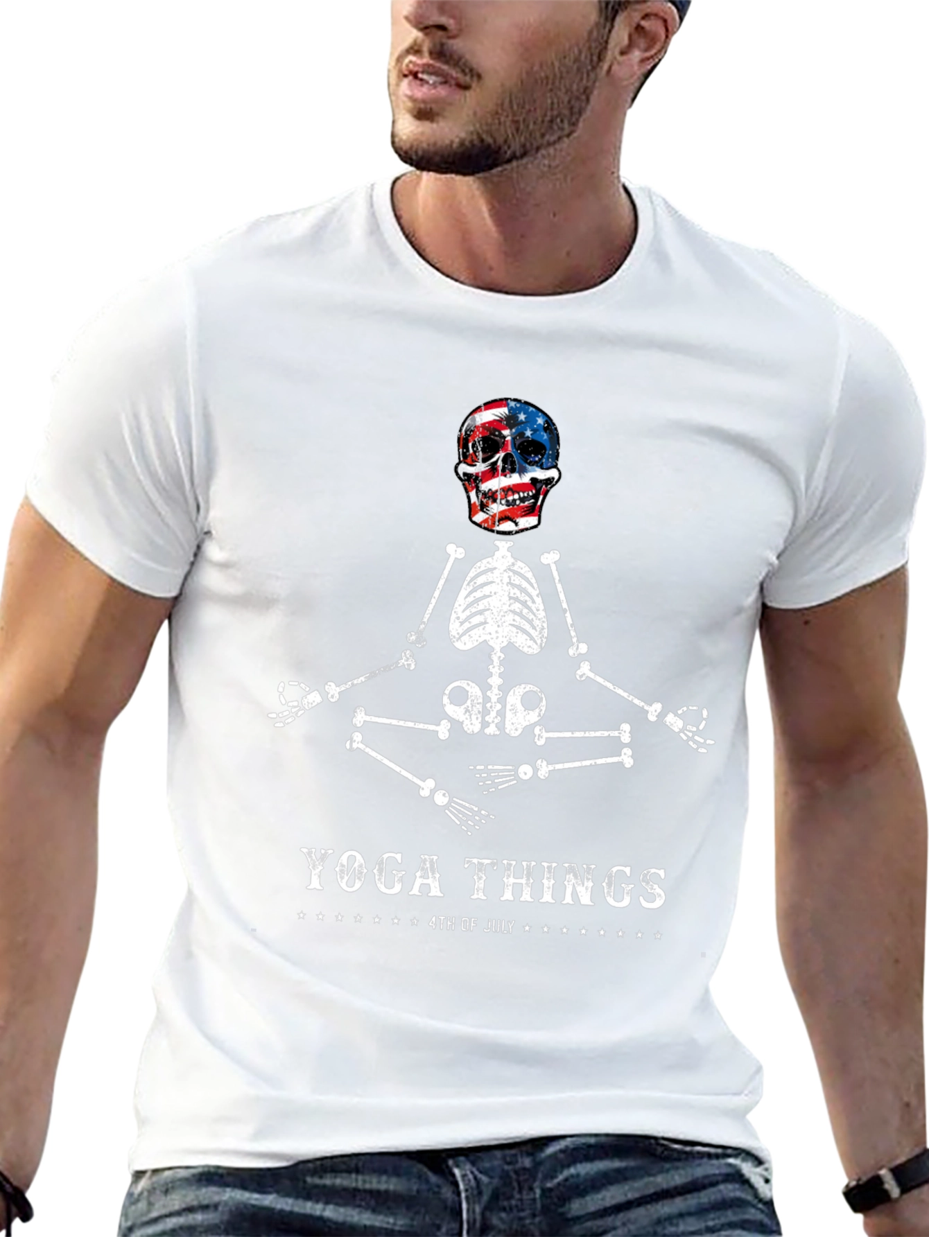 Yoga Things 4th of July Skeleton Graphic Tee