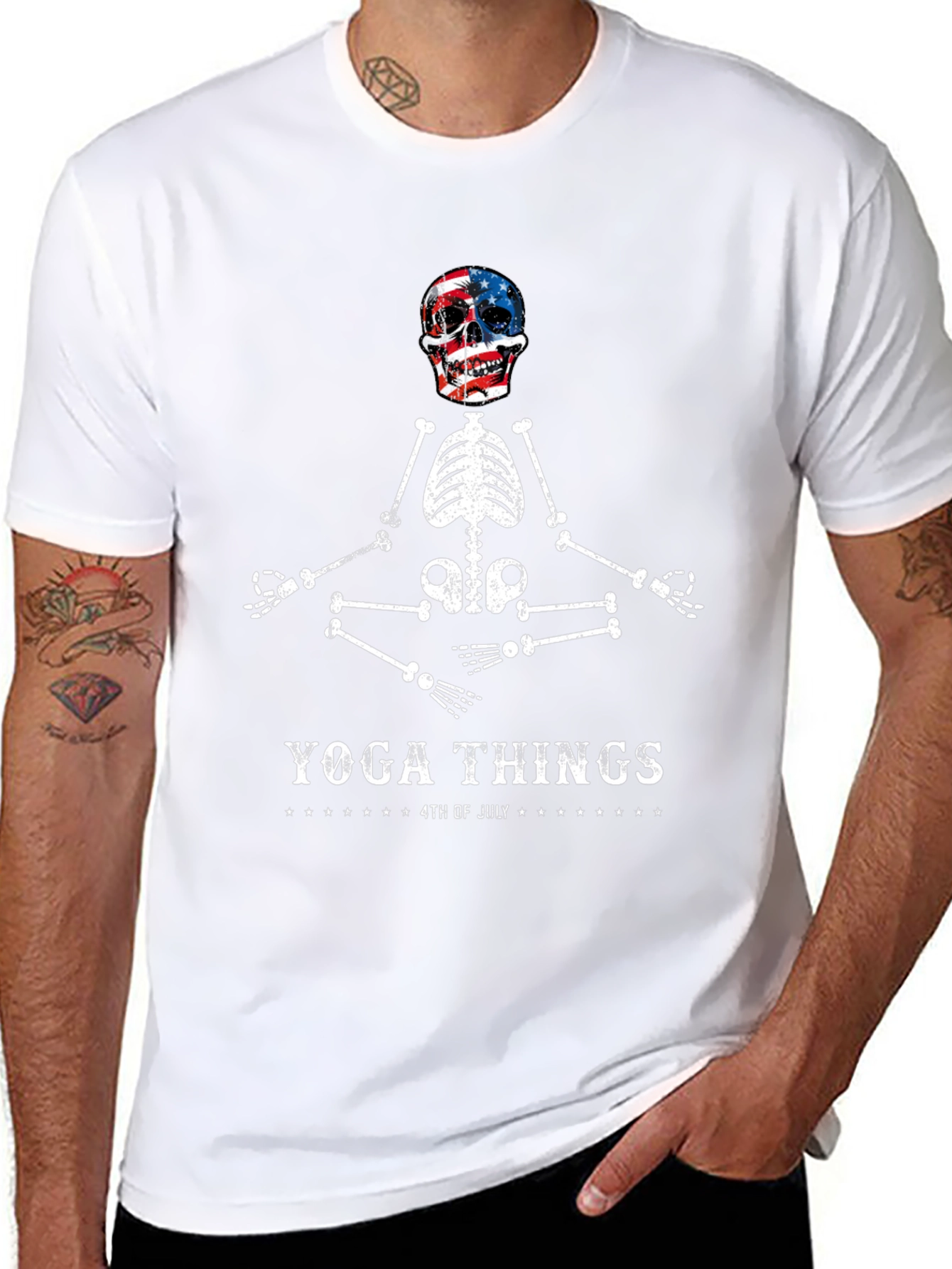 Yoga Things 4th of July Skeleton Graphic Tee