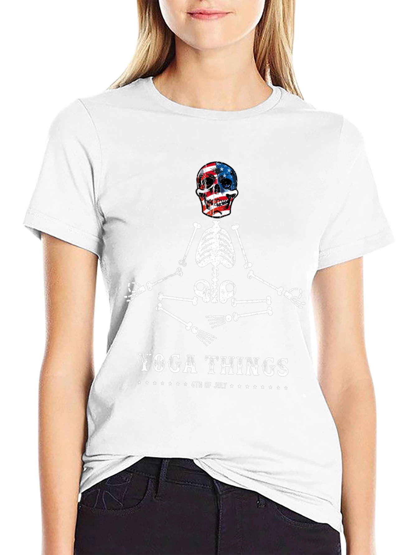 Yoga Things 4th of July Skeleton Graphic Tee
