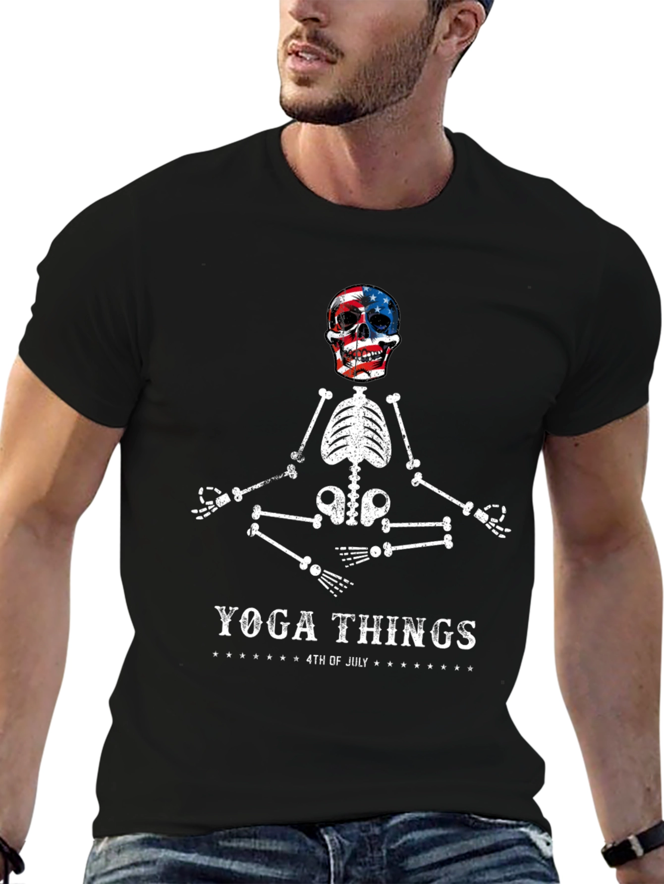 Yoga Things 4th of July Skeleton Graphic Tee