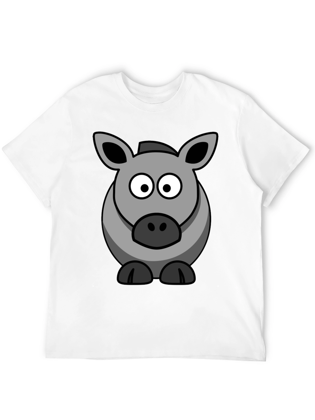 Cartoon Donkey Graphic Tee - Black Cotton Casual Shirt