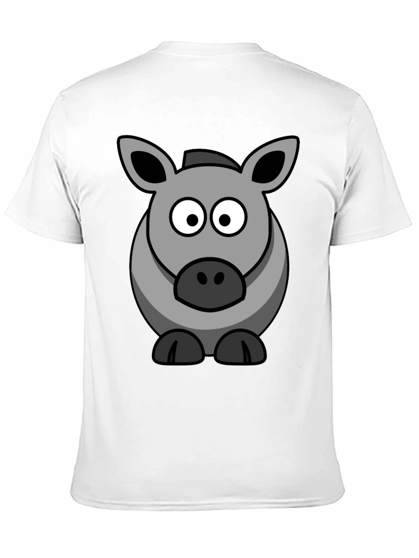 Cartoon Donkey Graphic Tee - Black Cotton Casual Shirt