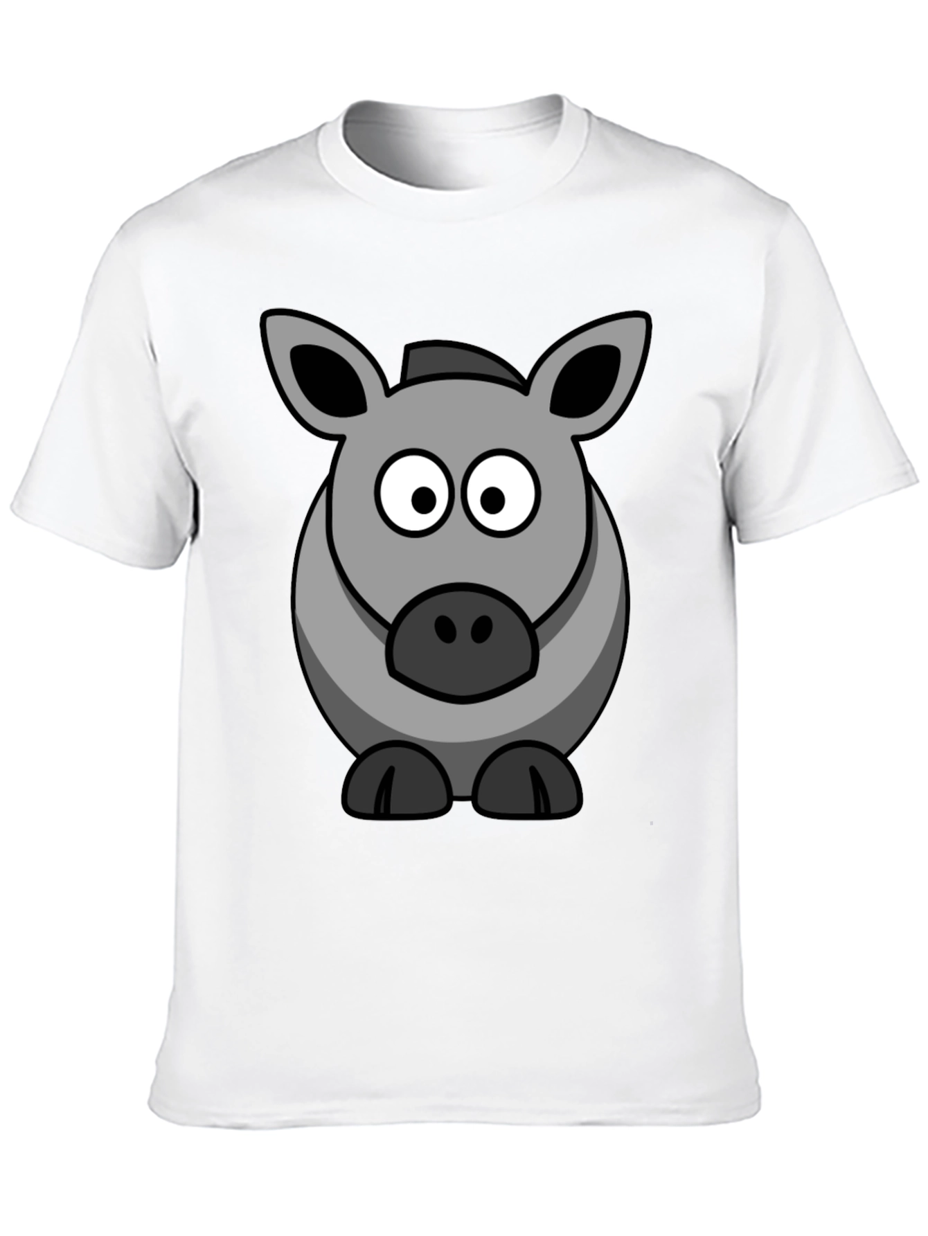 Cartoon Donkey Graphic Tee - Black Cotton Casual Shirt