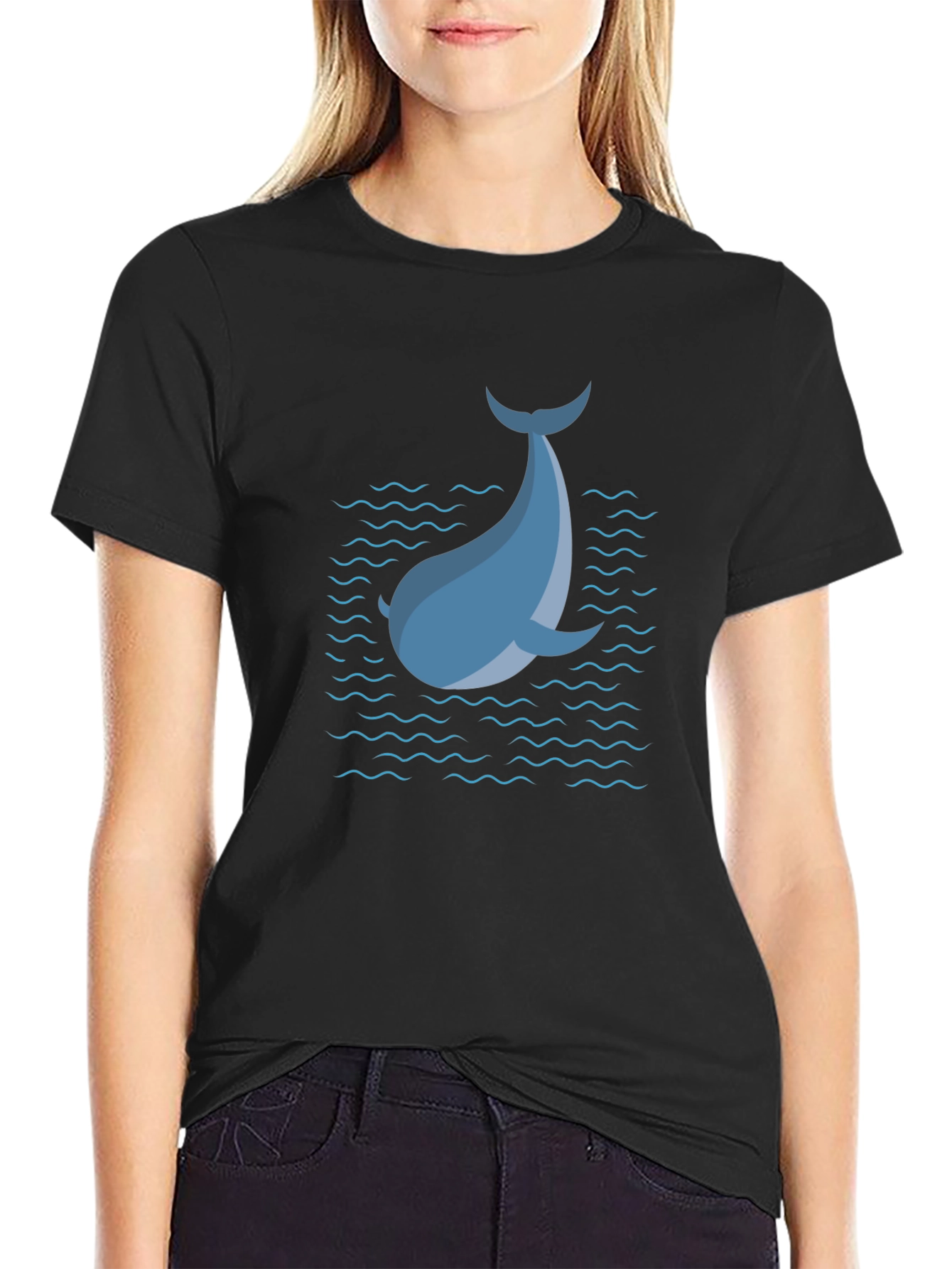 Blue Dolphin Graphic T-Shirt - Black Casual Tee