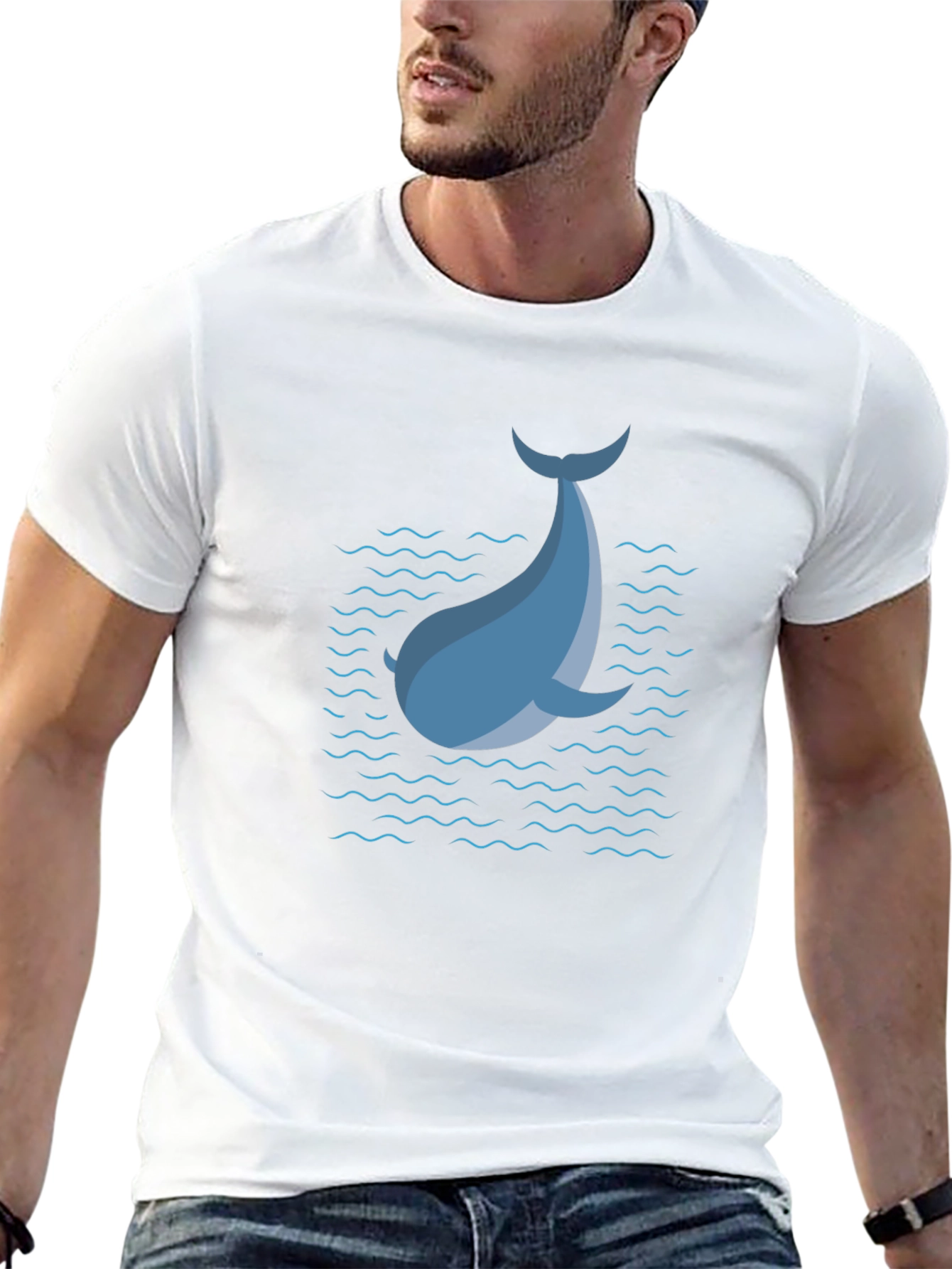 Blue Dolphin Graphic T-Shirt - Black Casual Tee