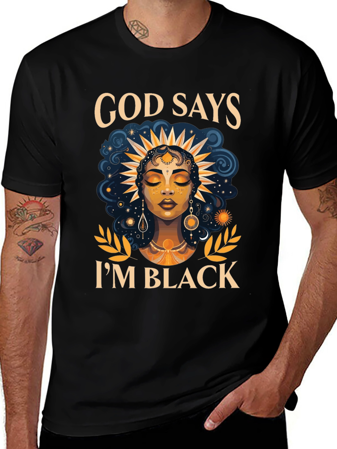 God Says Im Black T-Shirt - Unique Design