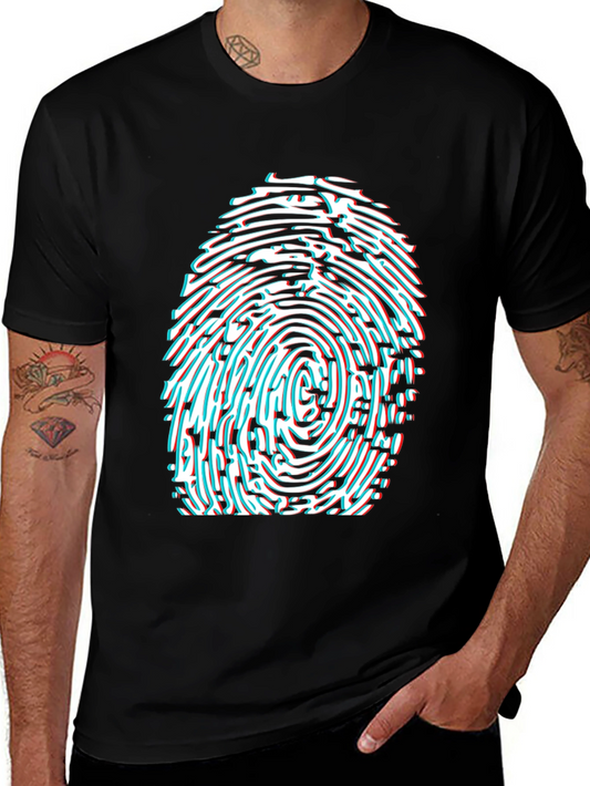 Fingerprint Graphic Tee - Black Cotton Blend