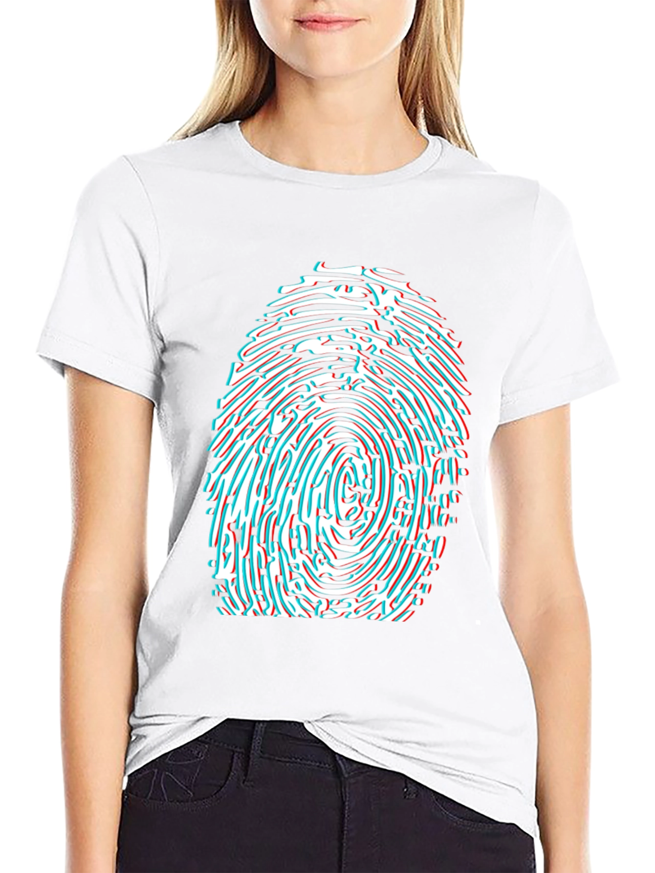 Fingerprint Graphic Tee - Black Cotton Blend