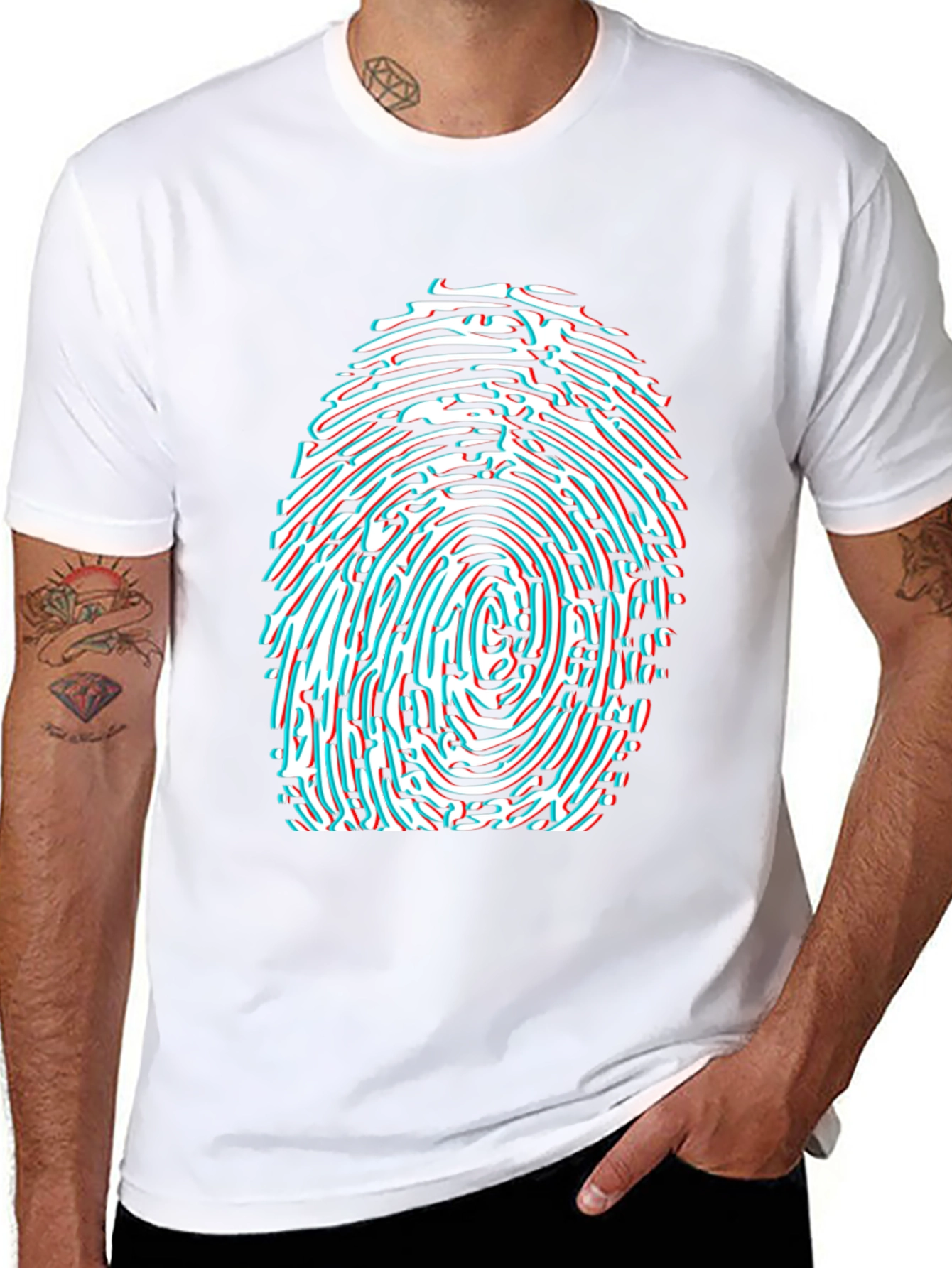 Fingerprint Graphic Tee - Black Cotton Blend