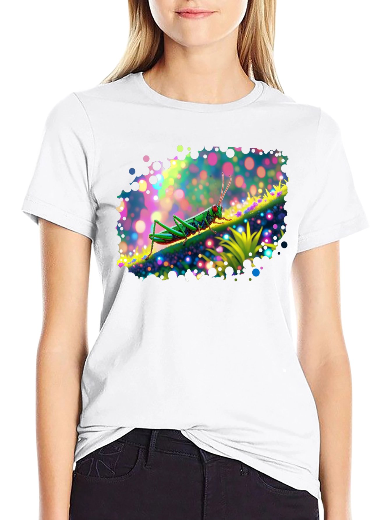 Grasshopper Graphic Tee - Vivid Insect Art
