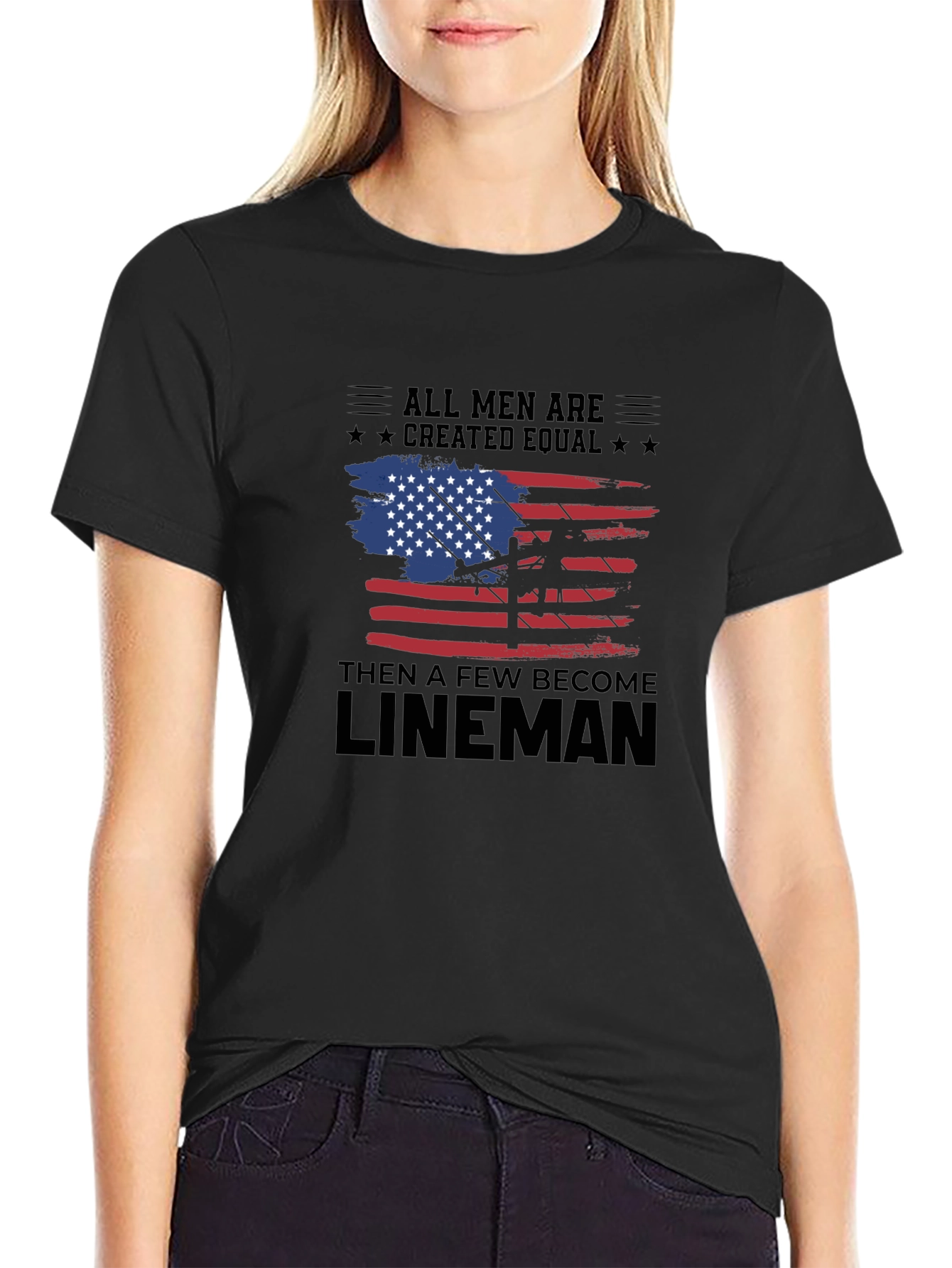 Lineman American Flag Graphic T-Shirt
