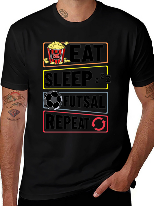 Eat Sleep Futsal Repeat Graphic Tee