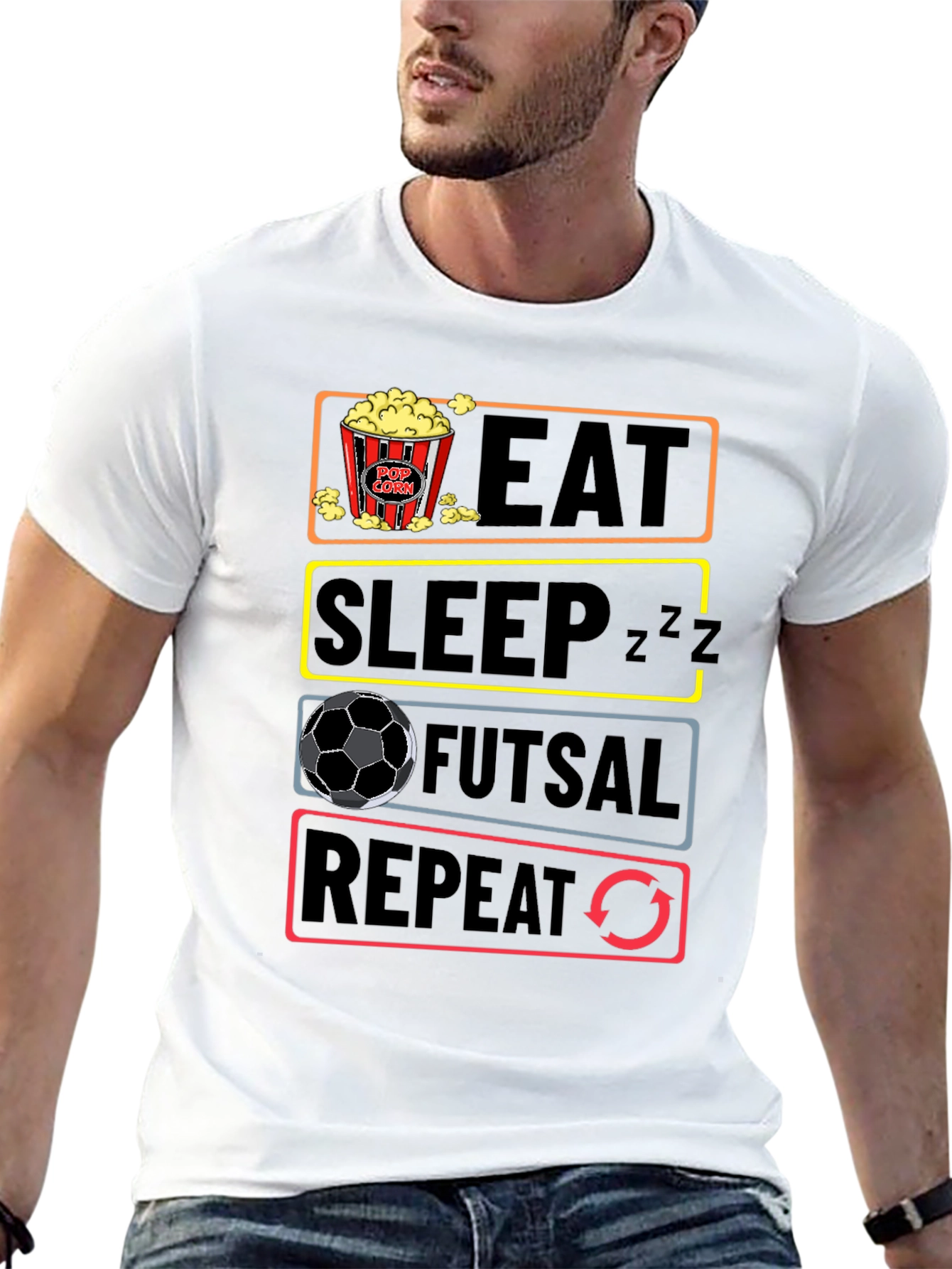 Eat Sleep Futsal Repeat Graphic Tee
