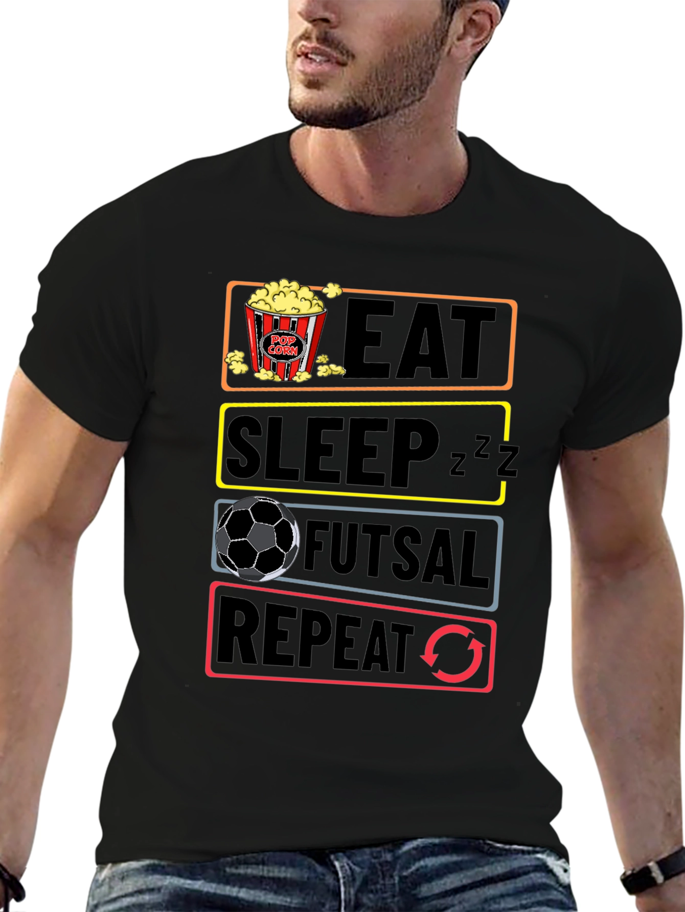 Eat Sleep Futsal Repeat Graphic Tee