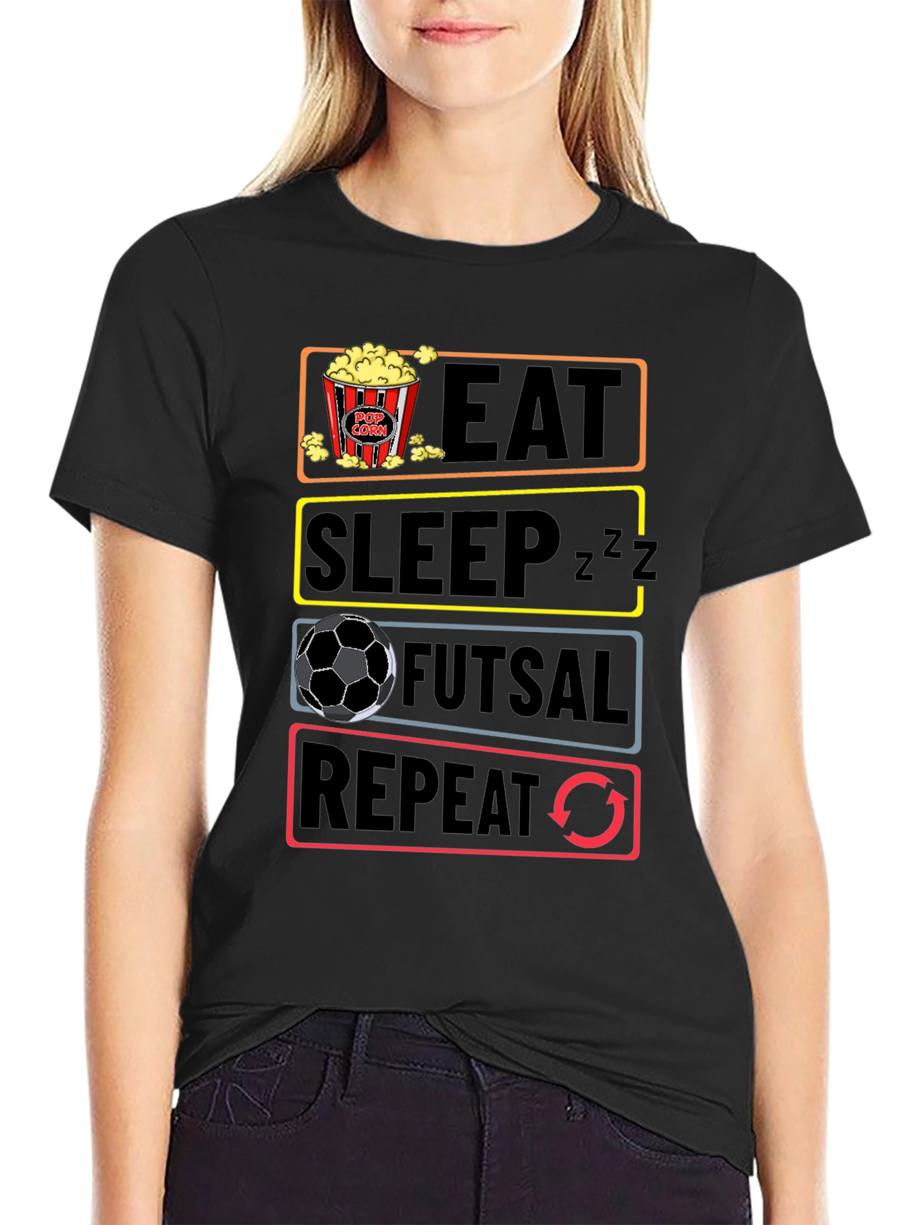 Eat Sleep Futsal Repeat Graphic Tee