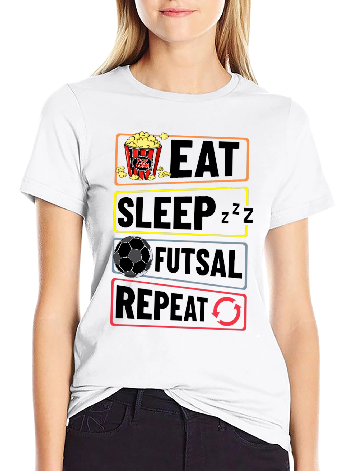 Eat Sleep Futsal Repeat Graphic Tee