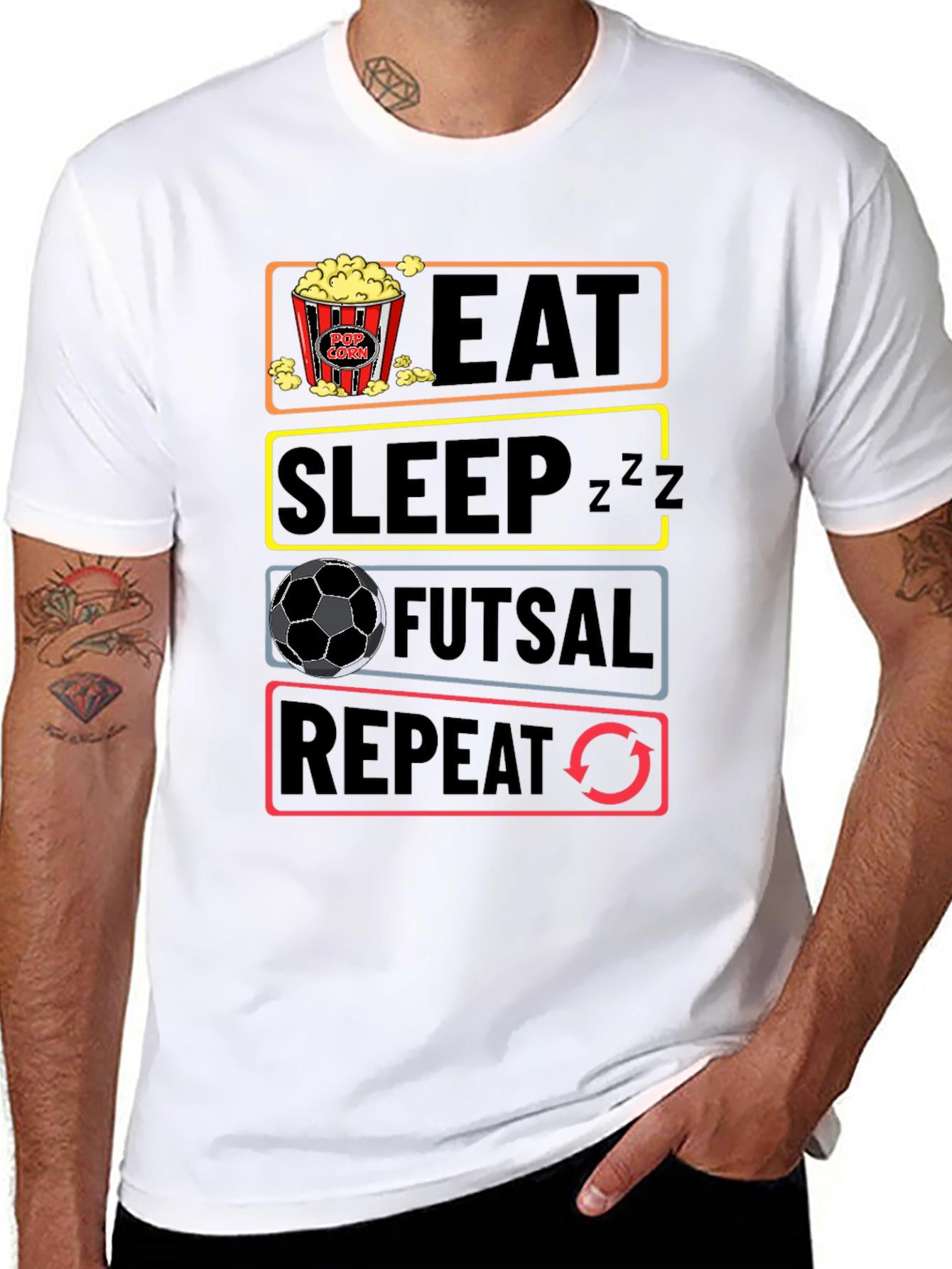 Eat Sleep Futsal Repeat Graphic Tee