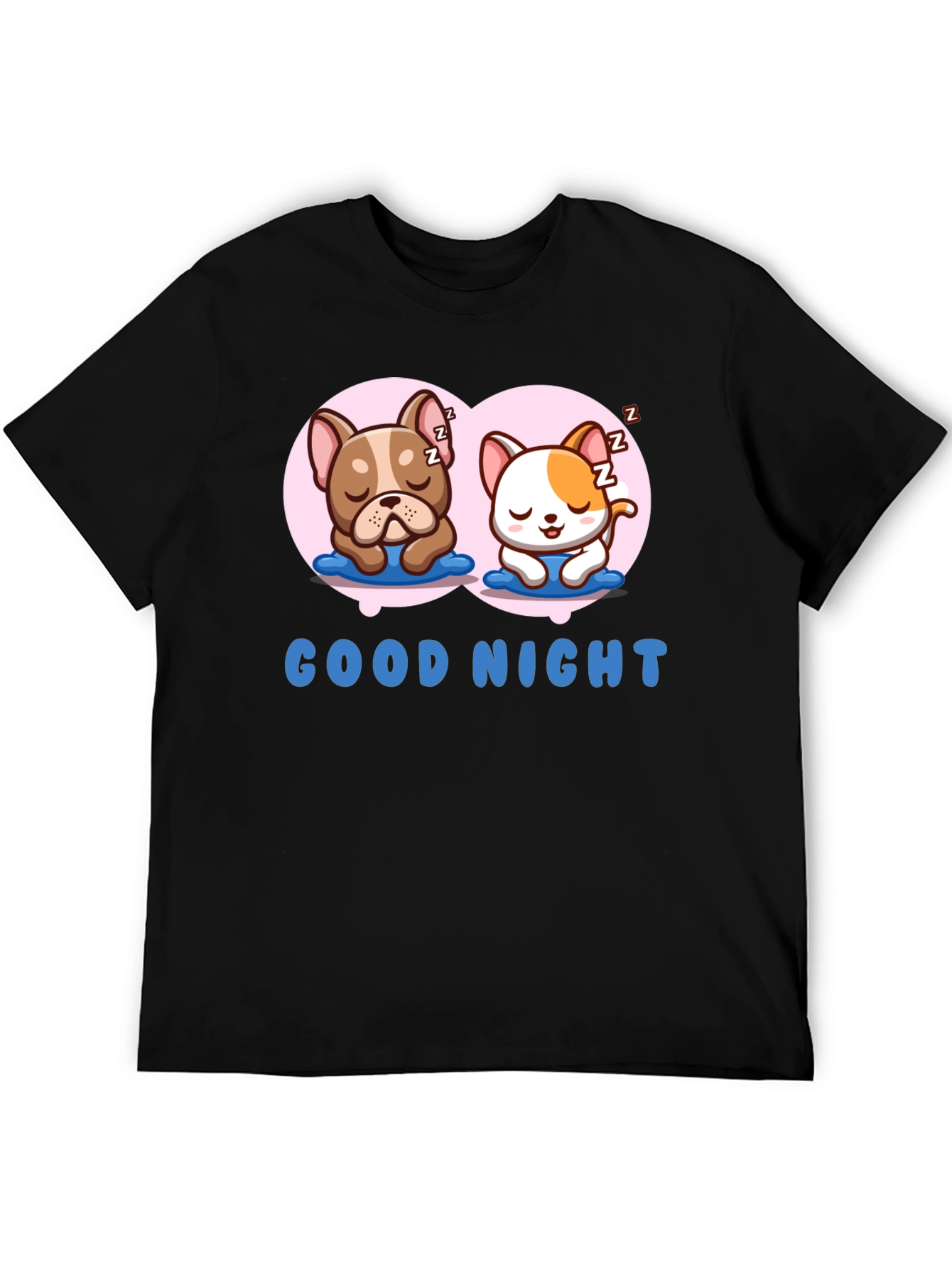 Cute Sleeping Dogs Black T-Shirt