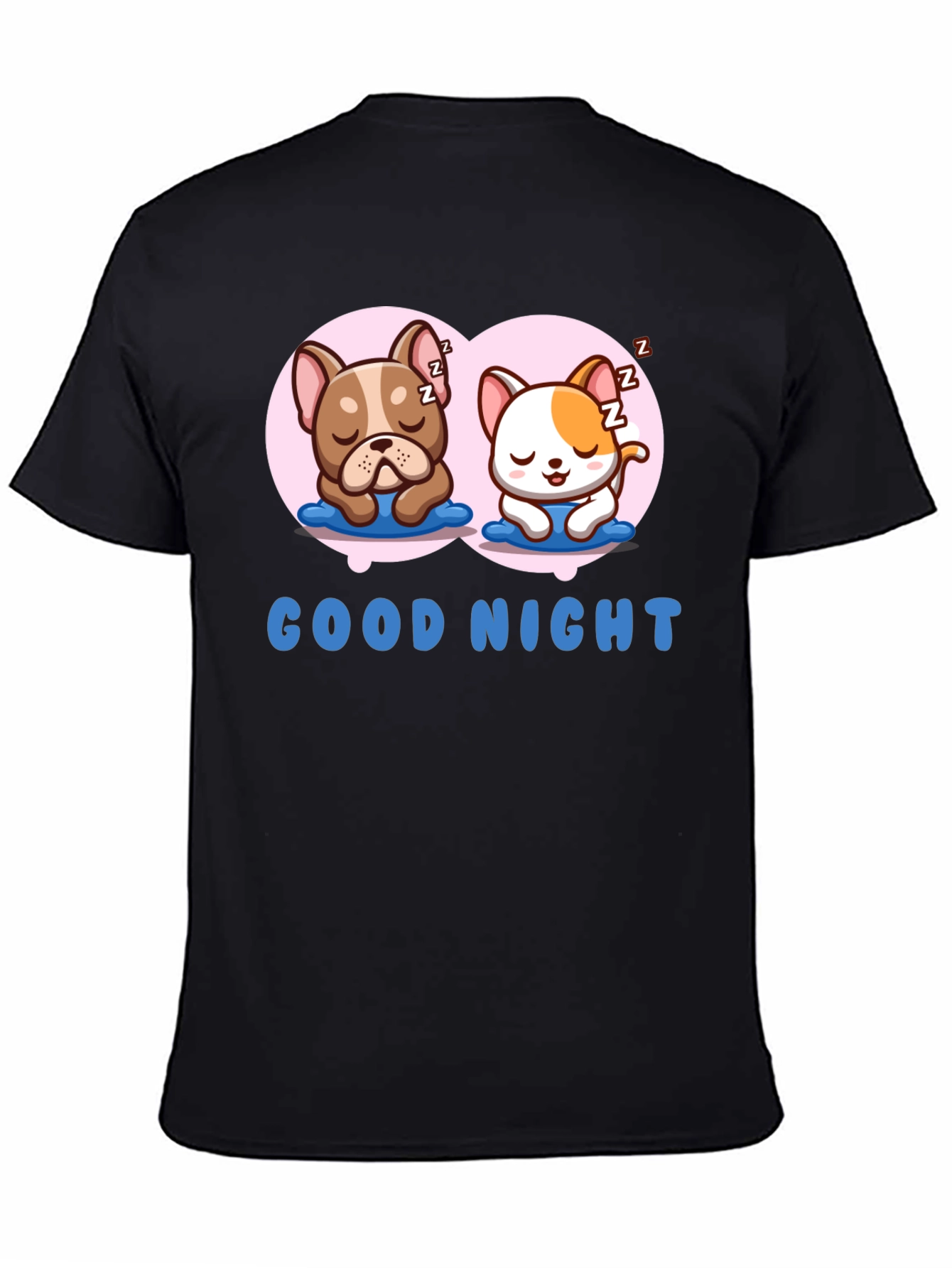 Cute Sleeping Dogs Black T-Shirt