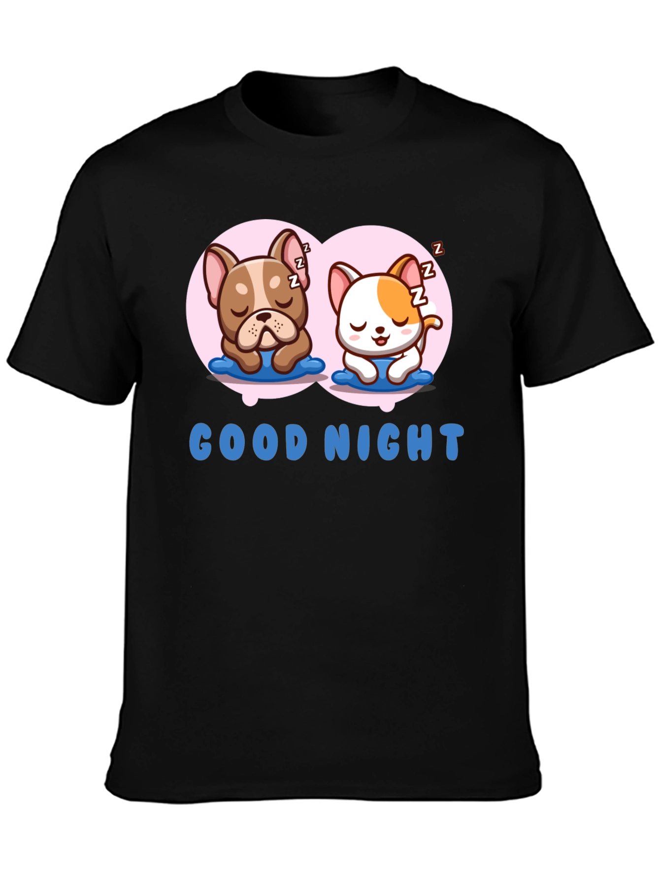 Cute Sleeping Dogs Black T-Shirt