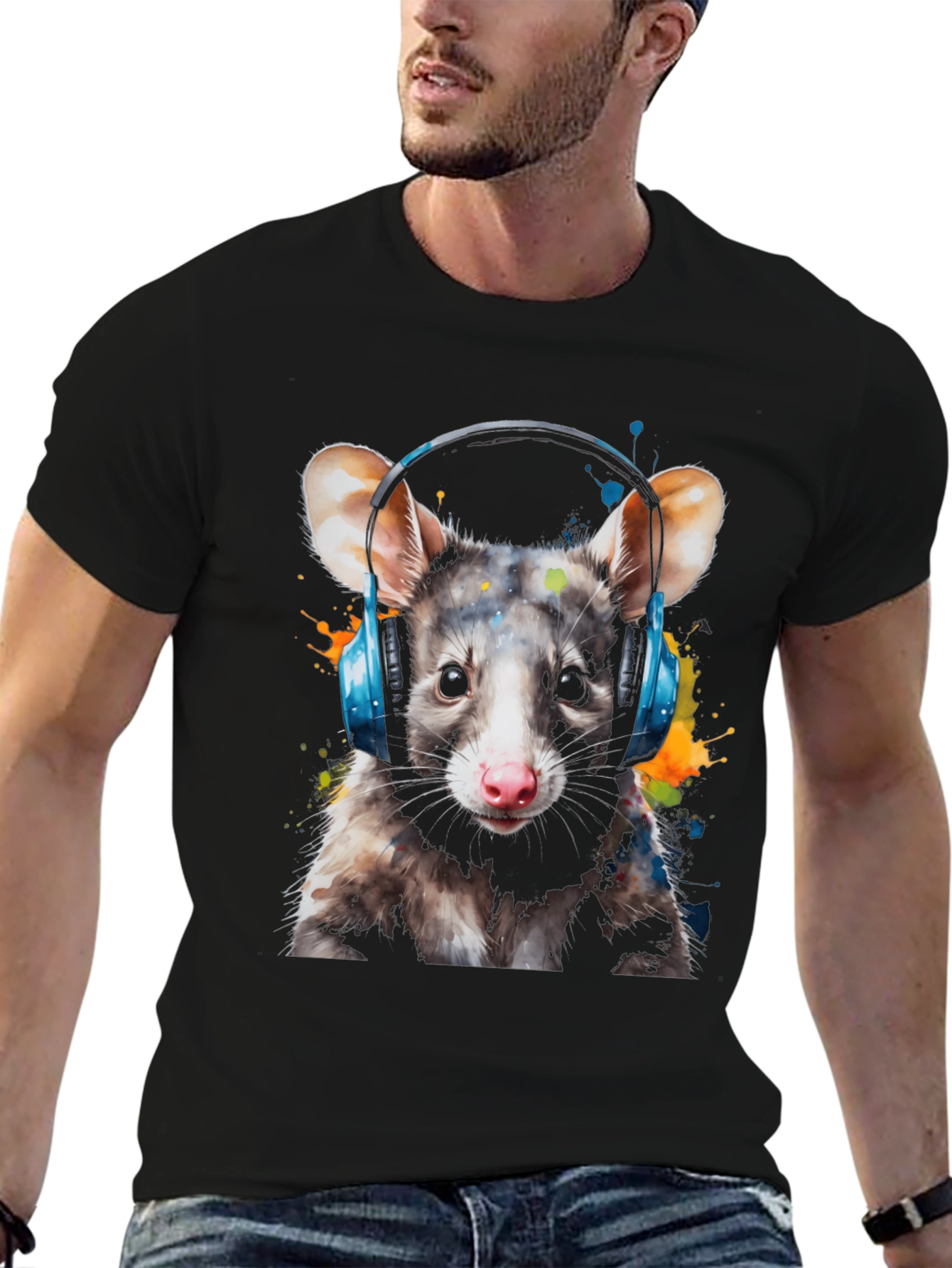 Opossum DJ Graphic Tee - Black