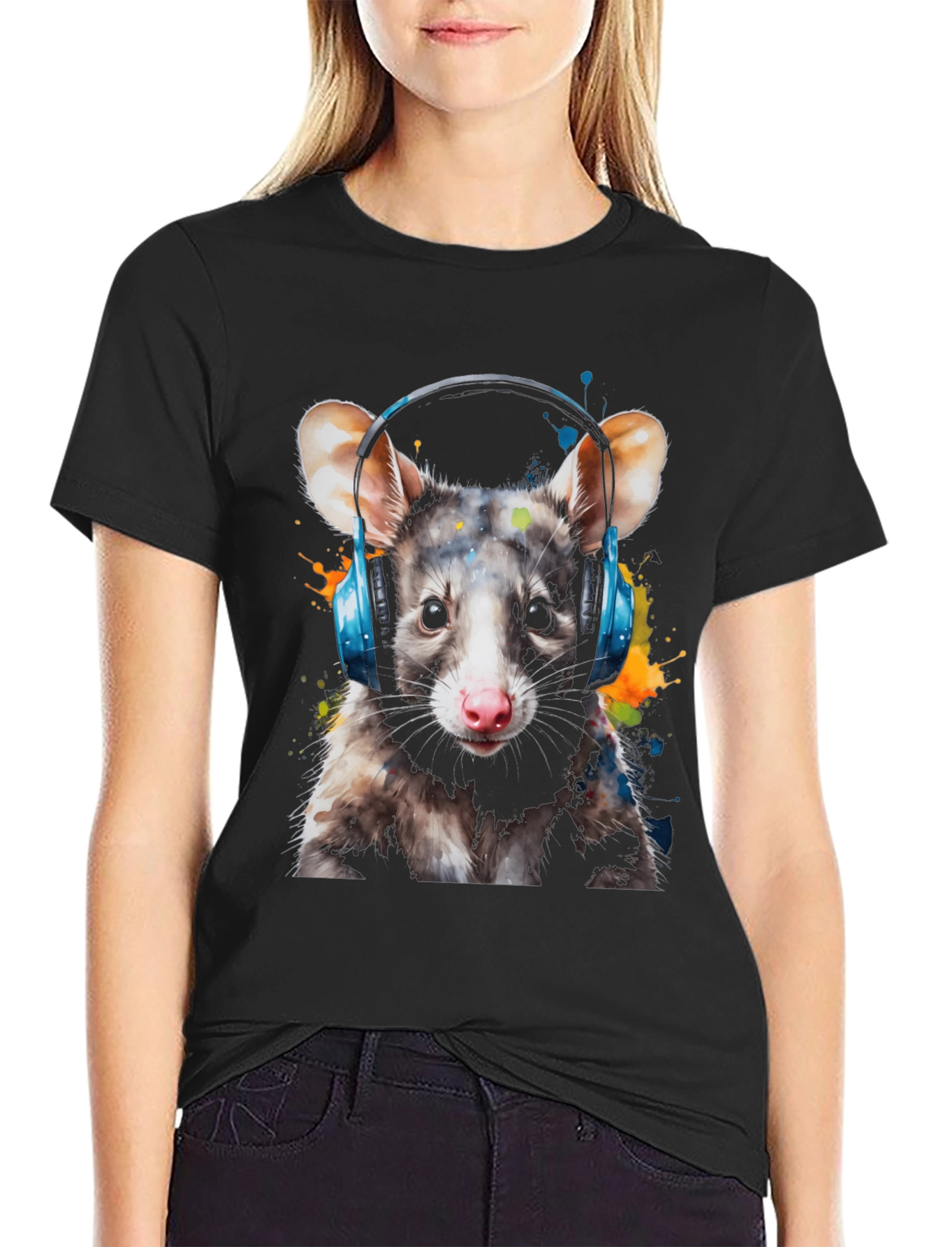 Opossum DJ Graphic Tee - Black