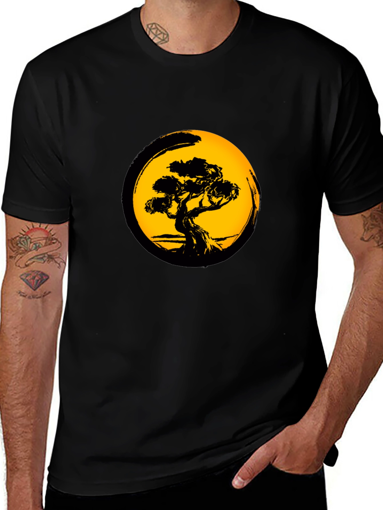 Bonsai Tree Graphic Black T-Shirt