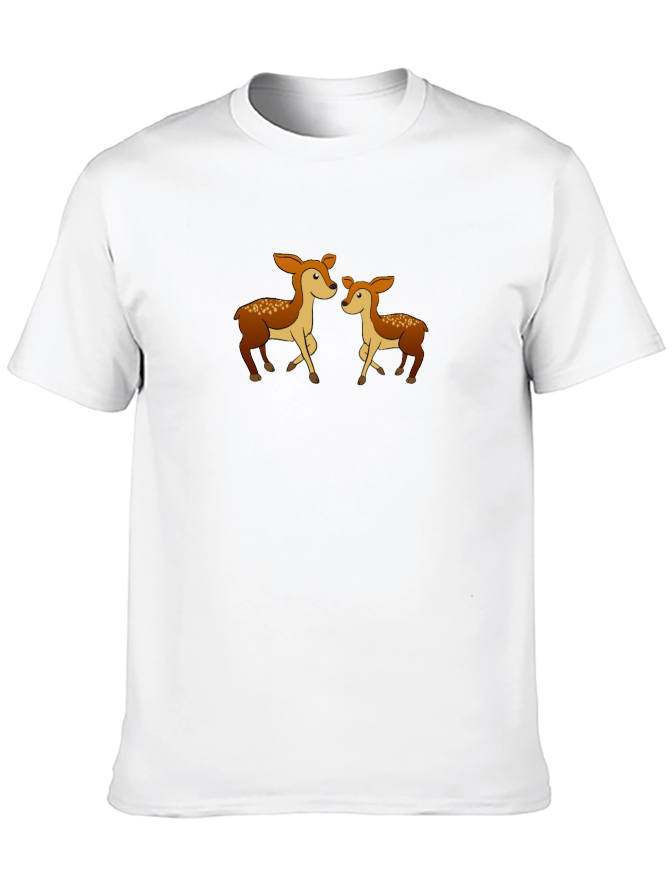 Cute Deer Family Graphic Tee - Black Cotton Shirt