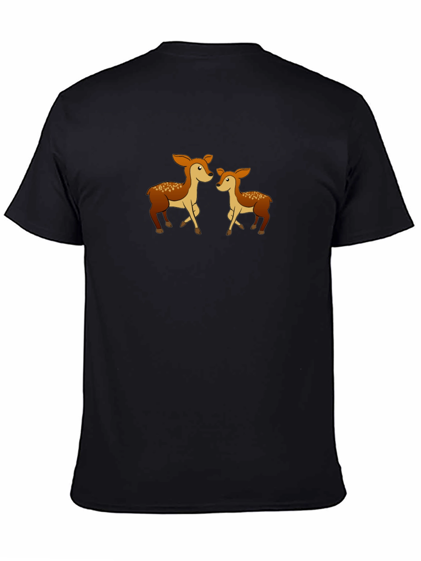 Cute Deer Family Graphic Tee - Black Cotton Shirt