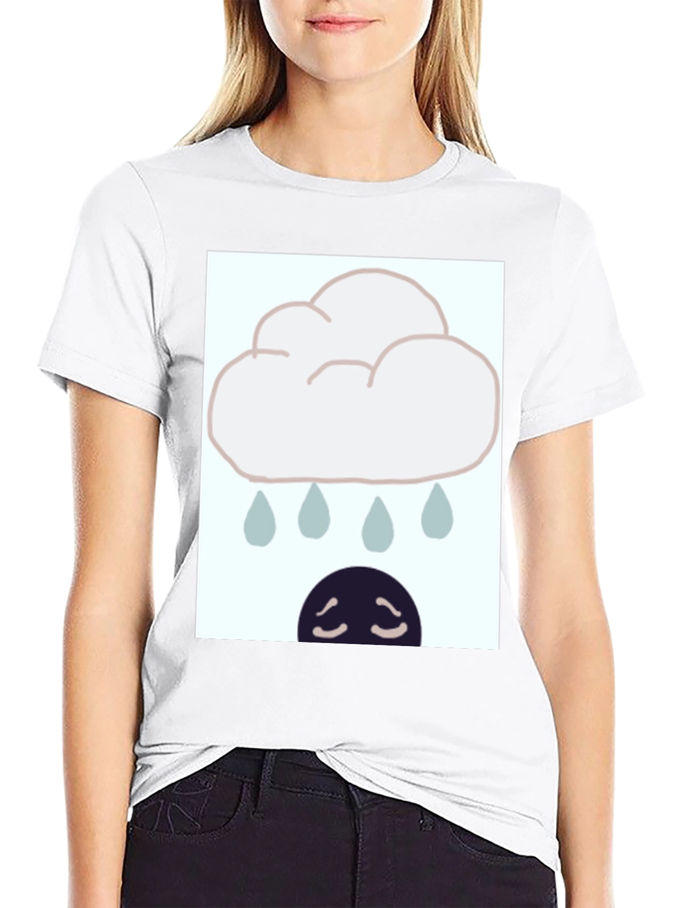 Rainy Day Mood Graphic Tee - Black Cotton Blend