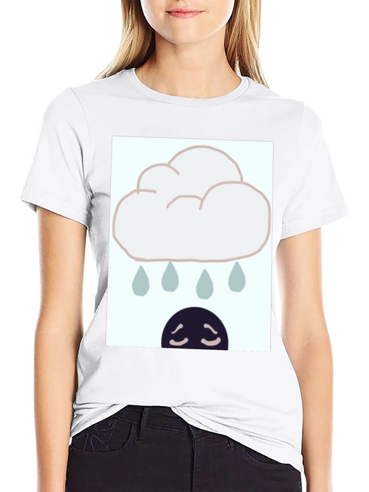 Rainy Day Mood Graphic Tee - Black Cotton Blend
