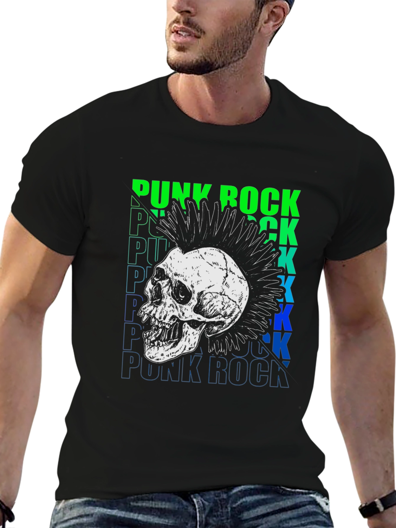 Punk Rock Skull Graphic T-Shirt - Edgy Style