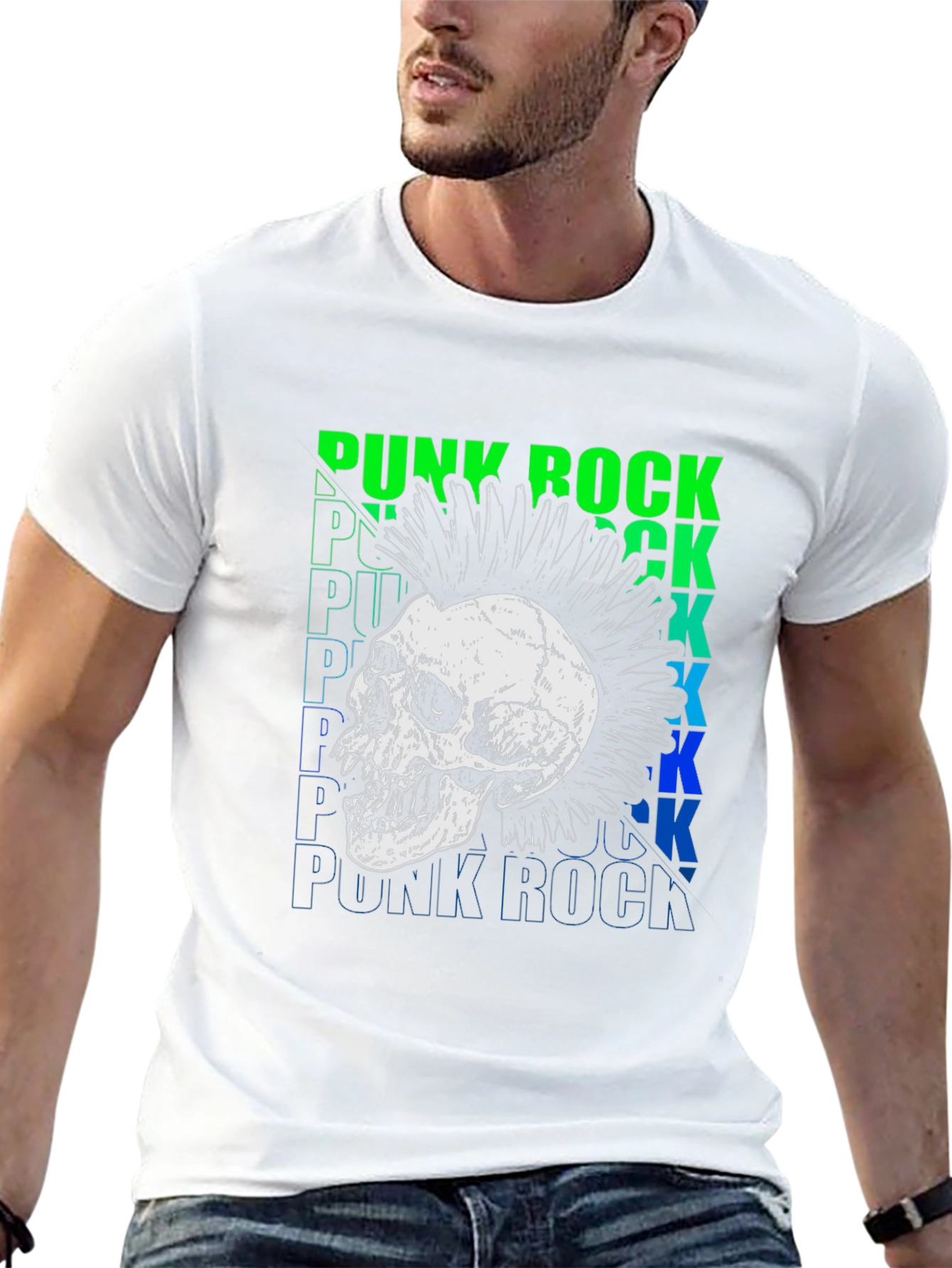 Punk Rock Skull Graphic T-Shirt - Edgy Style