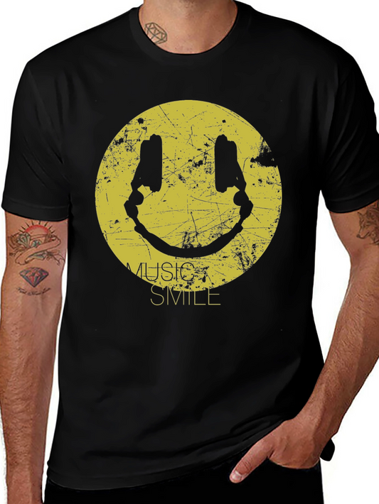 Music Smile Graphic Tee - Vintage Style