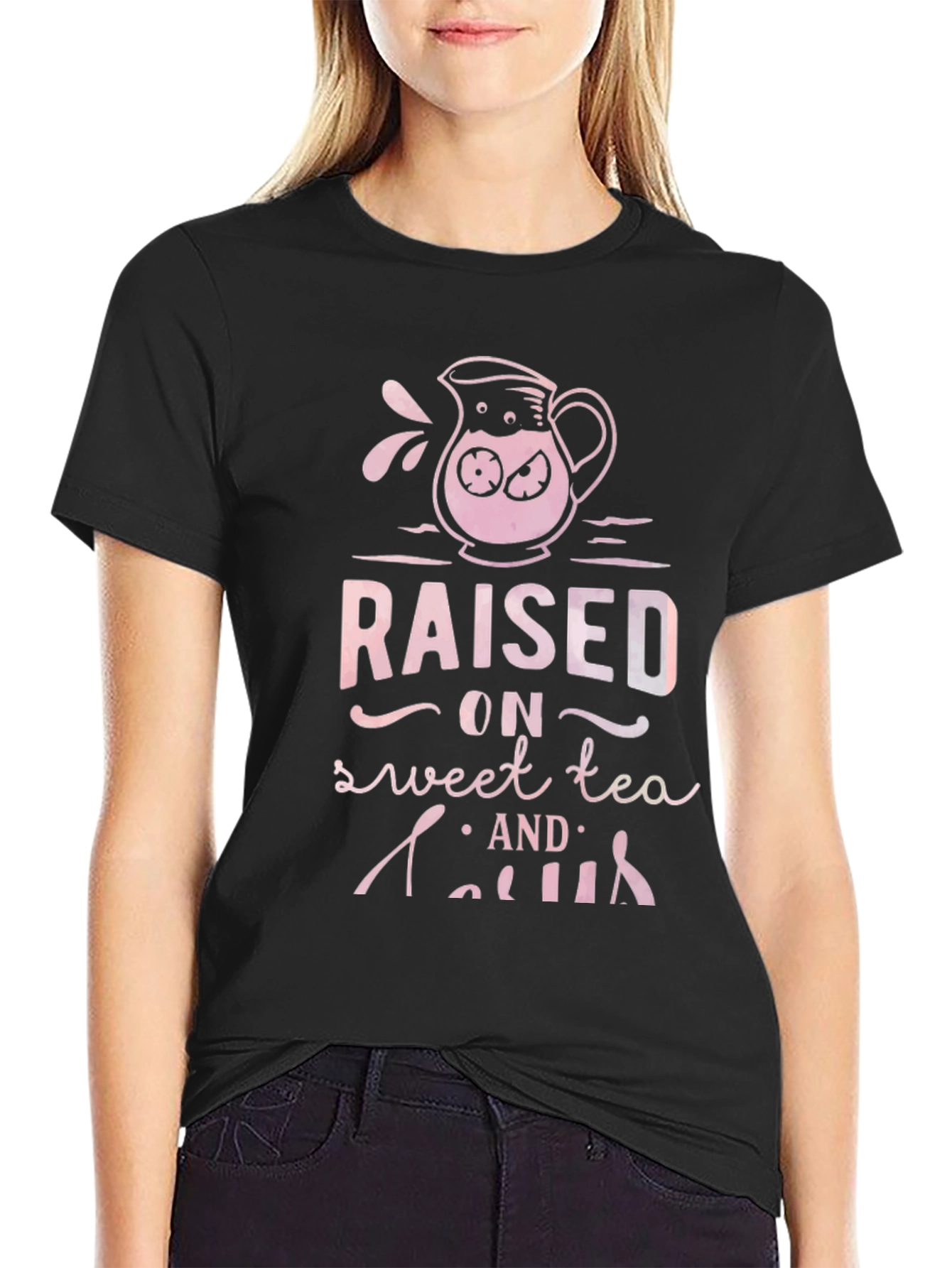 Raised on Sweet Tea & Gossip Black Graphic Tee