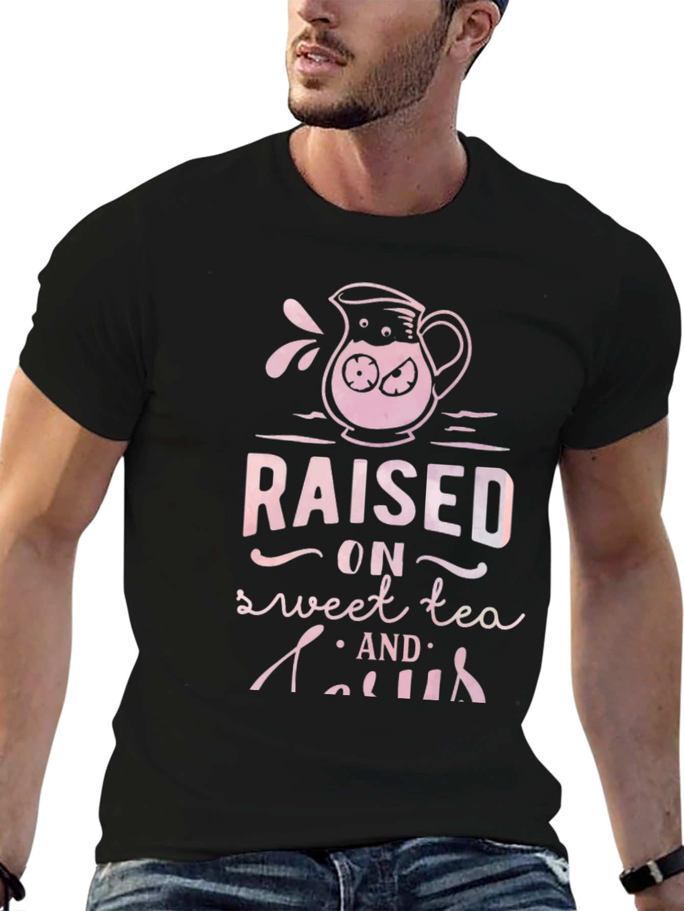 Raised on Sweet Tea & Gossip Black Graphic Tee