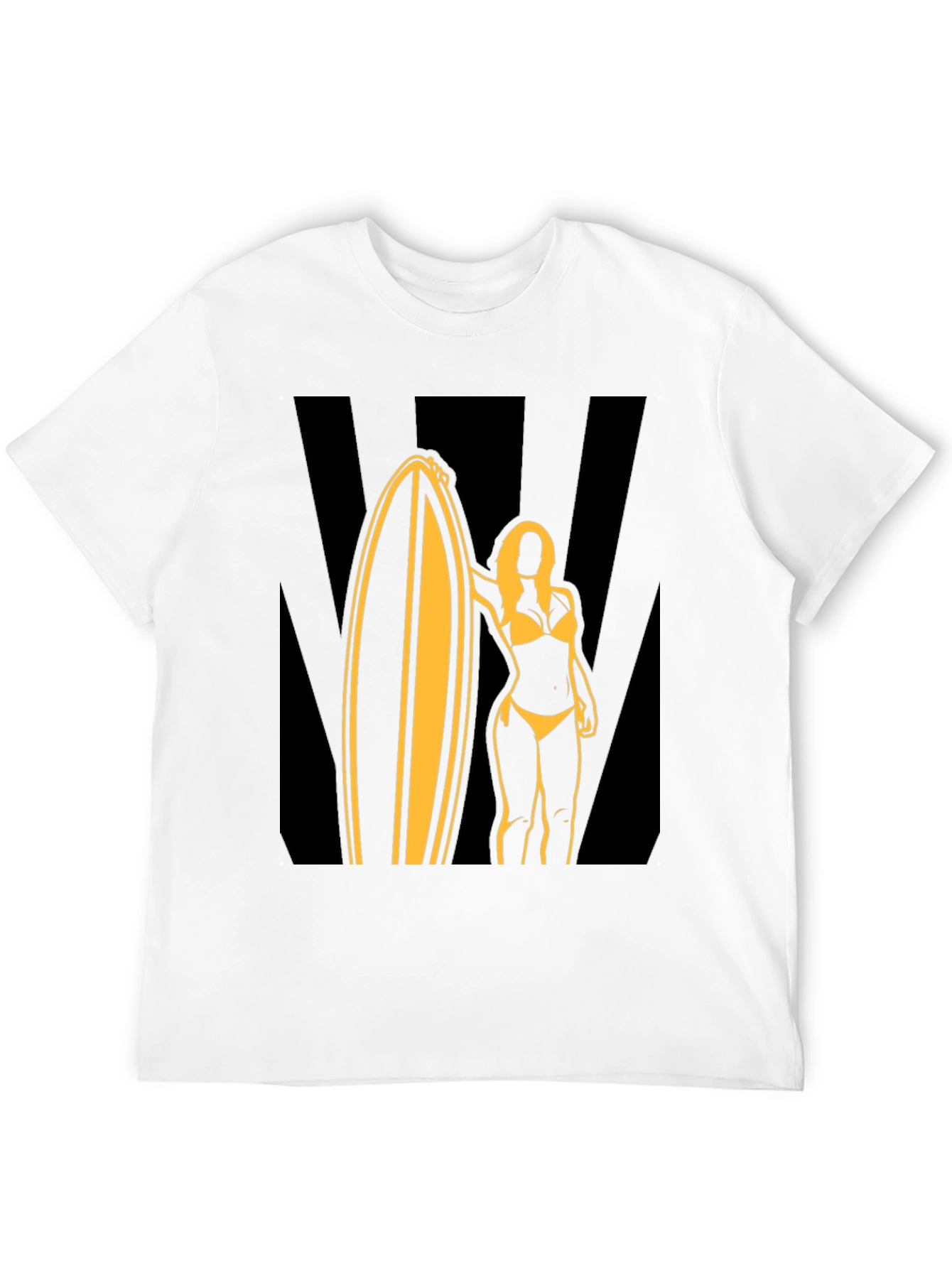 Surf Girl Graphic Tee - Black Cotton T-Shirt