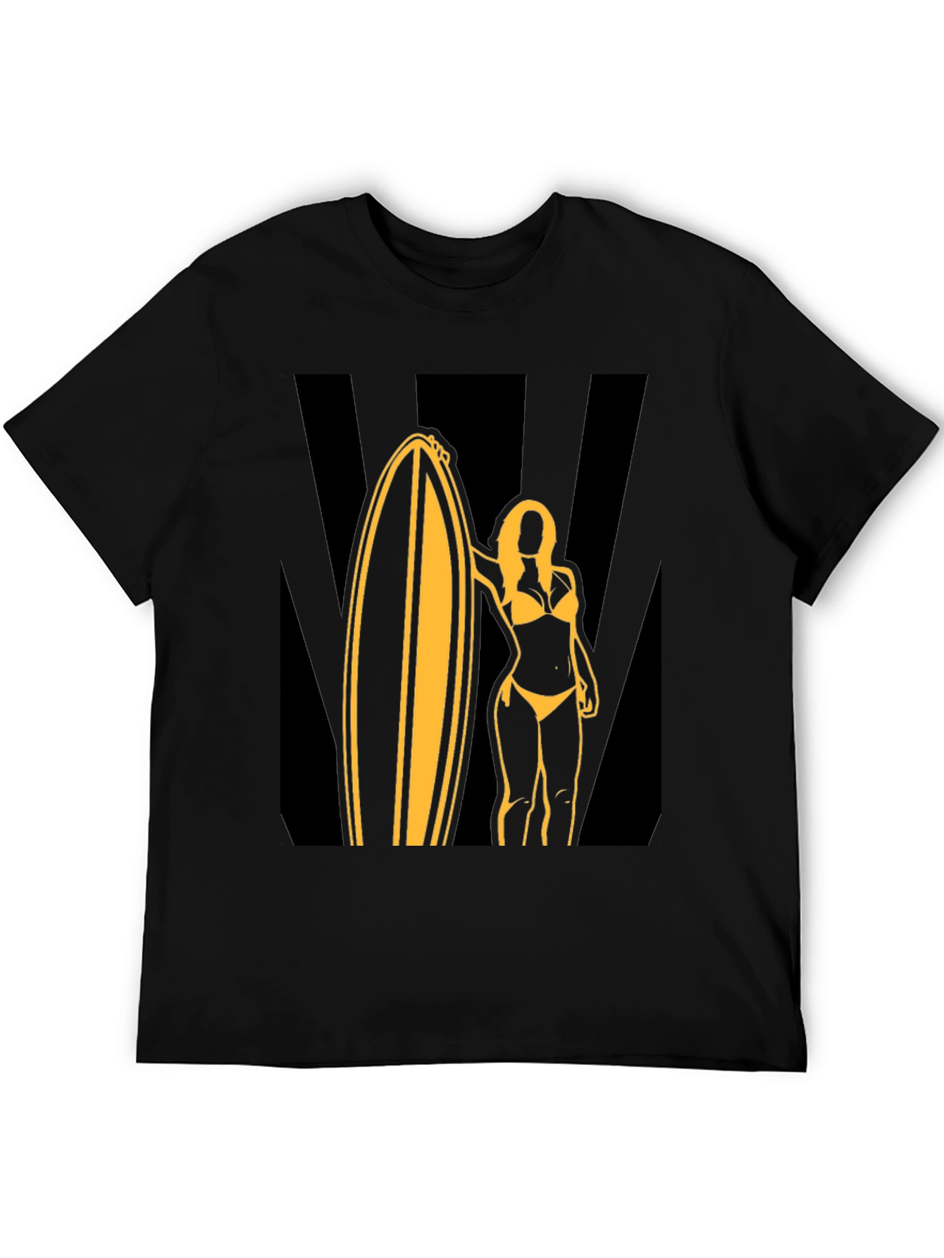 Surf Girl Graphic Tee - Black Cotton T-Shirt