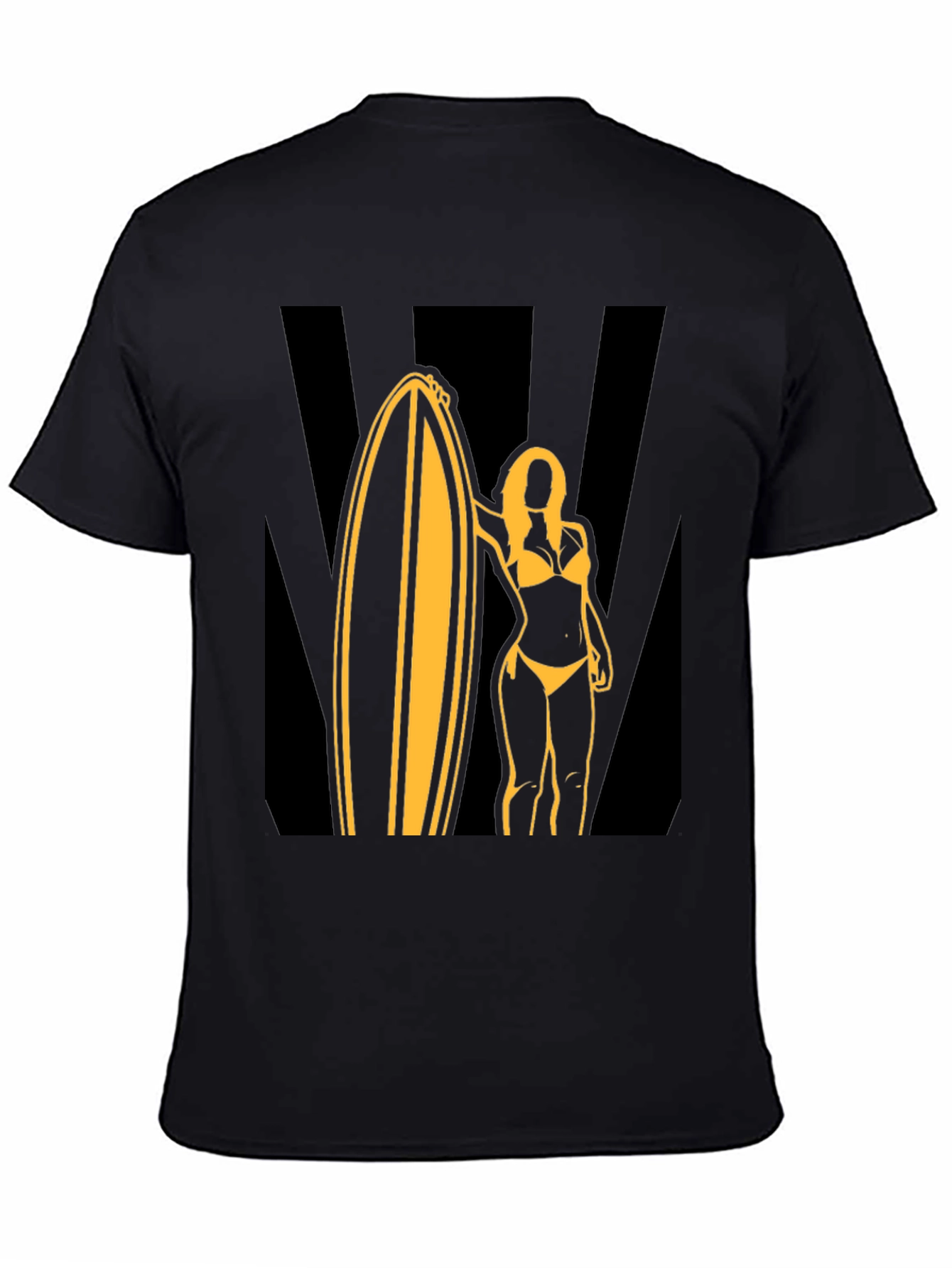Surf Girl Graphic Tee - Black Cotton T-Shirt